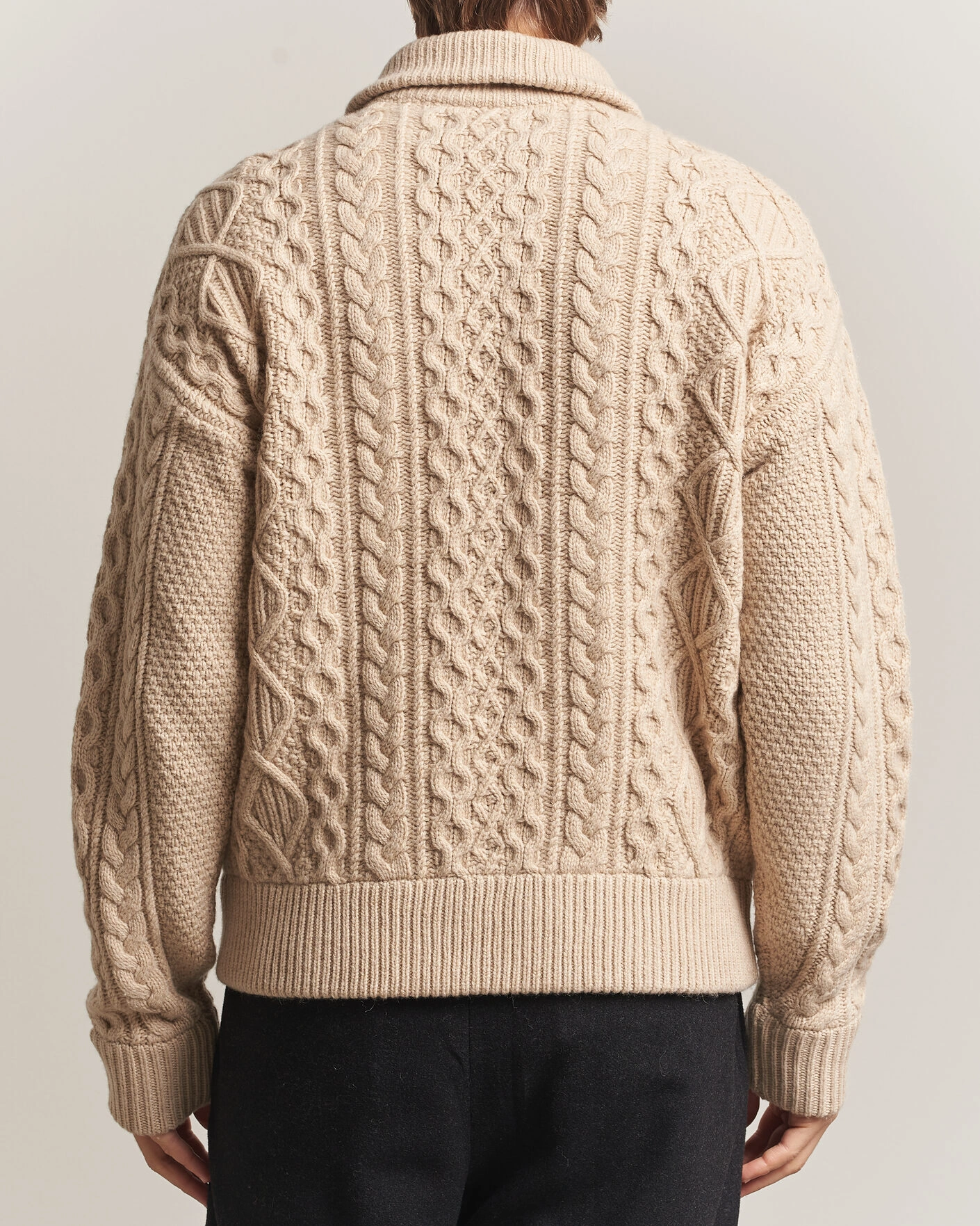 Herr | Tröjor | Polo Ralph Lauren | Wool/Alpaca Aran Full-Zip Jicama Brown Heather