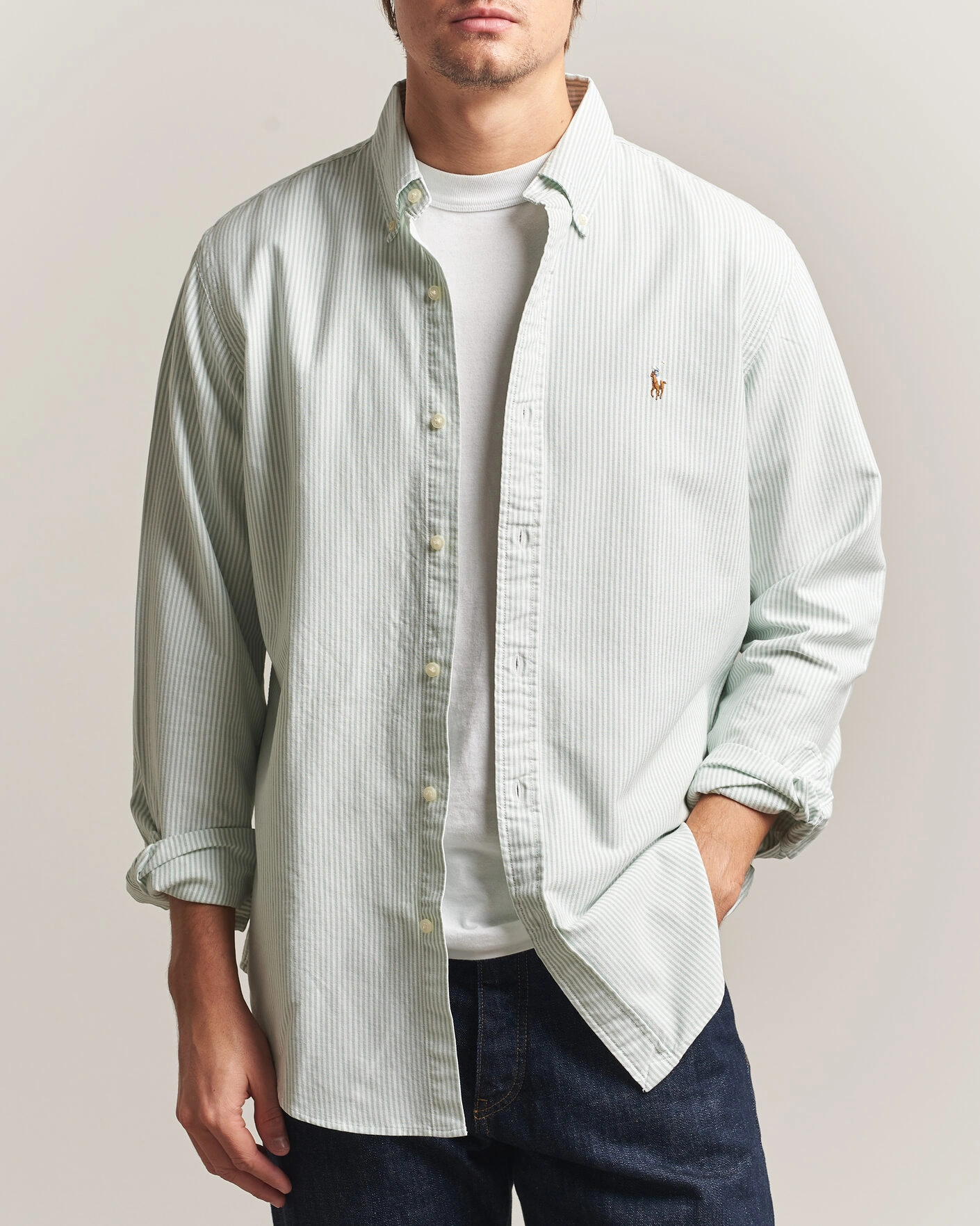 Herr | Skjortor | Polo Ralph Lauren | Custom Slim Fit Oxford Shirt Pistachio/White