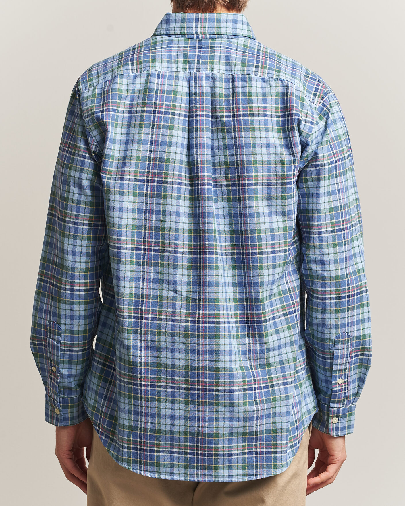 Herr | Skjortor | Polo Ralph Lauren | Custom Slim Fit Check Oxford Shirt Blue Dusty/Green