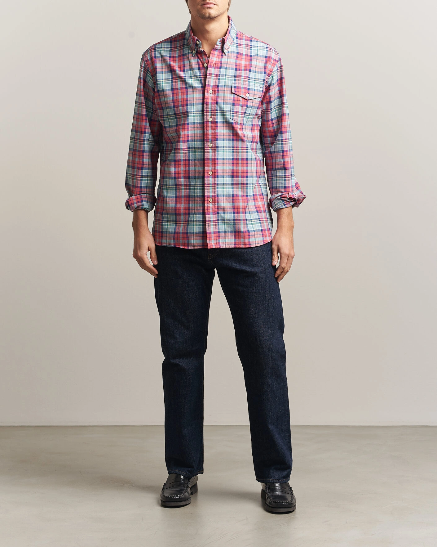 Herr | Skjortor | Polo Ralph Lauren | Classic Fit Checked Oxford Sport Shirt Red Dusty Blue