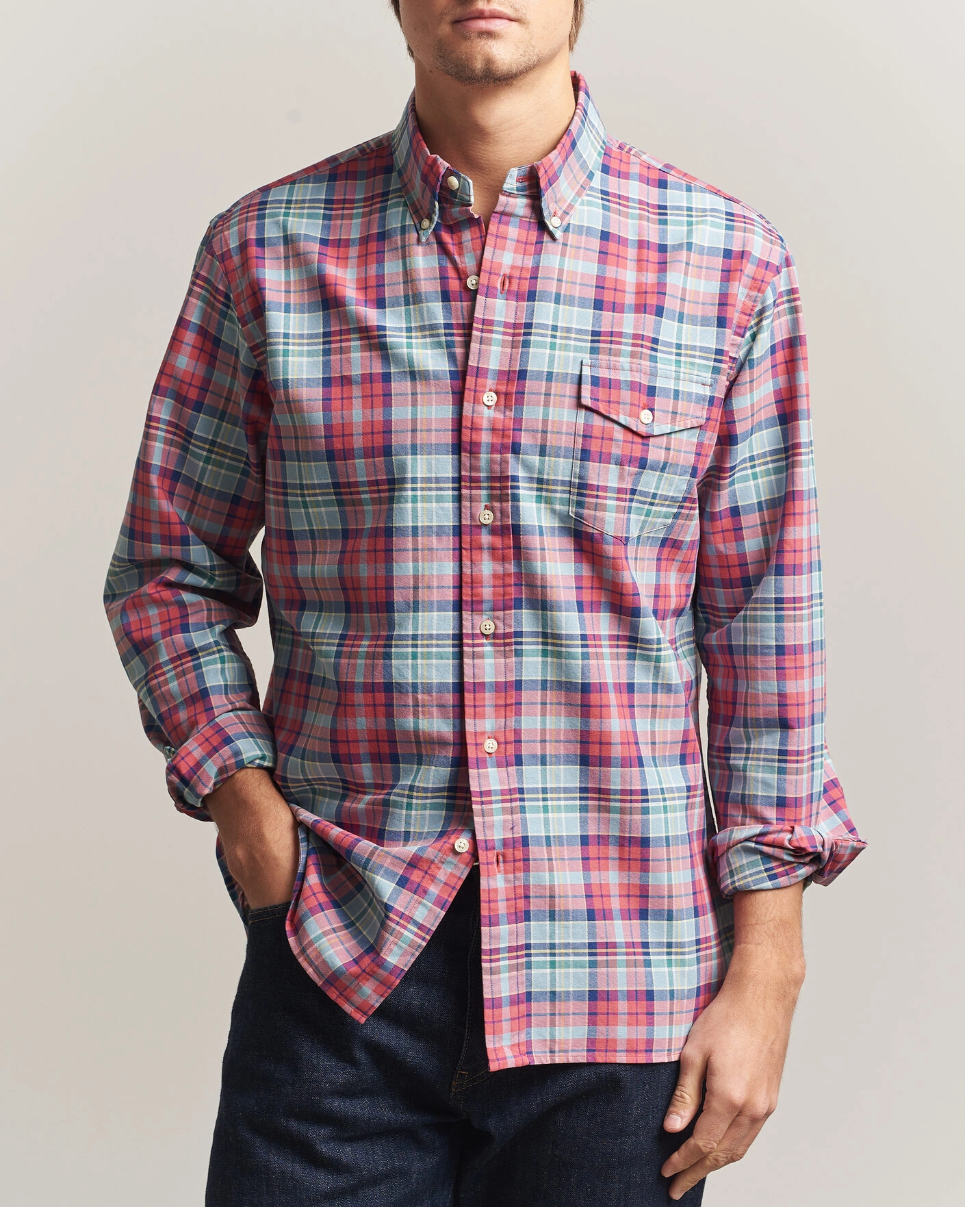 Herr | Skjortor | Polo Ralph Lauren | Classic Fit Checked Oxford Sport Shirt Red Dusty Blue