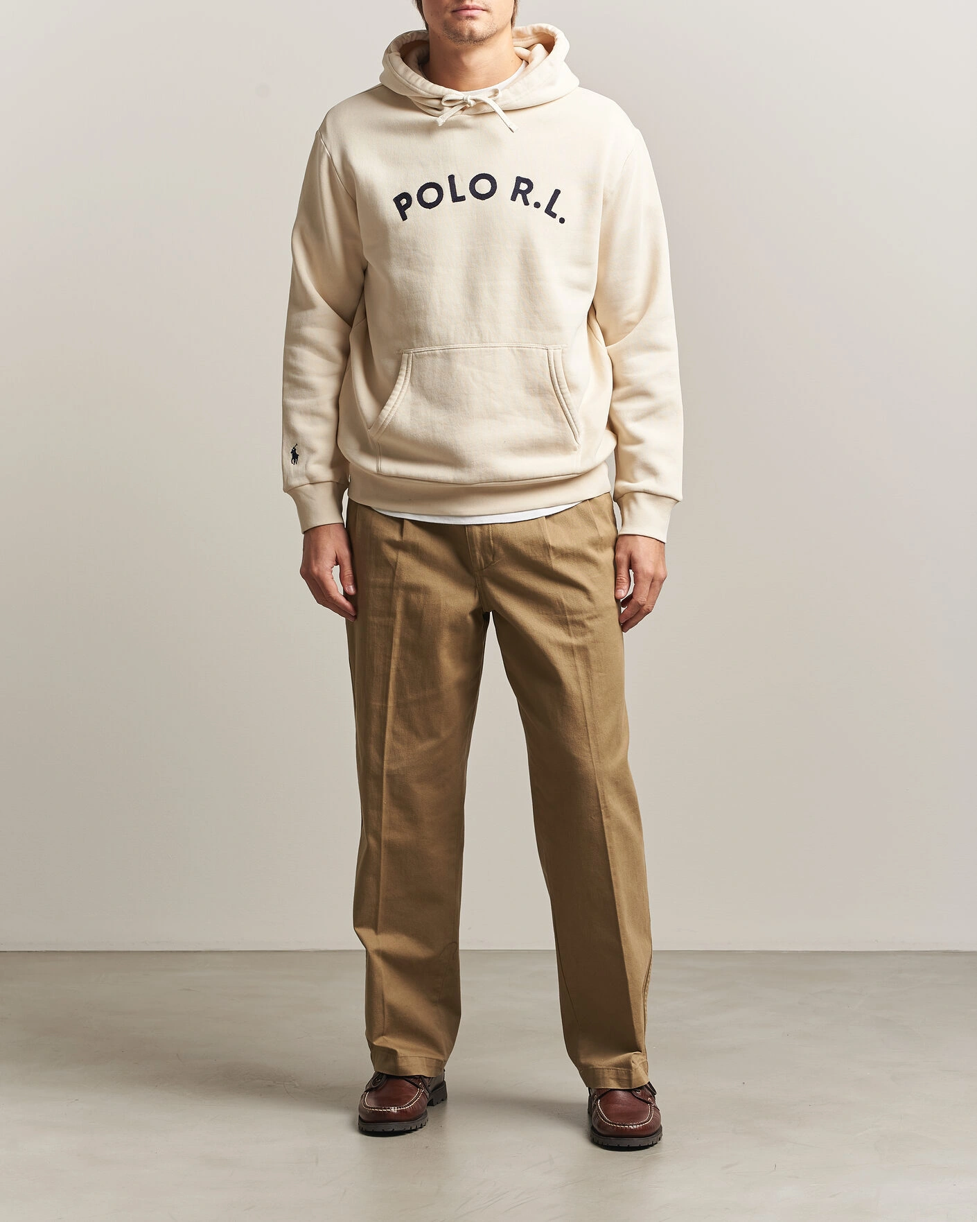Herr | Tröjor | Polo Ralph Lauren | Cotton Chest Logo Hood Andover Cream