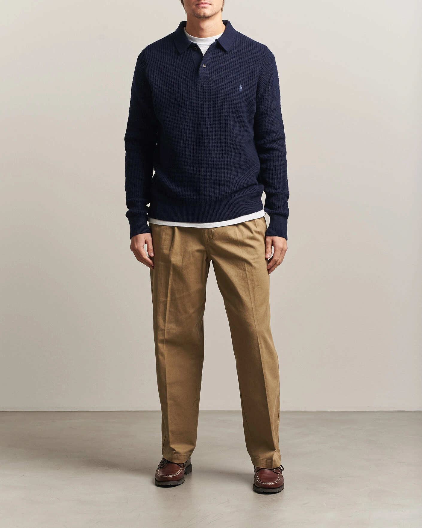 Herr | Tröjor | Polo Ralph Lauren | Wool/Cotton Knitted Polo Hunter Navy