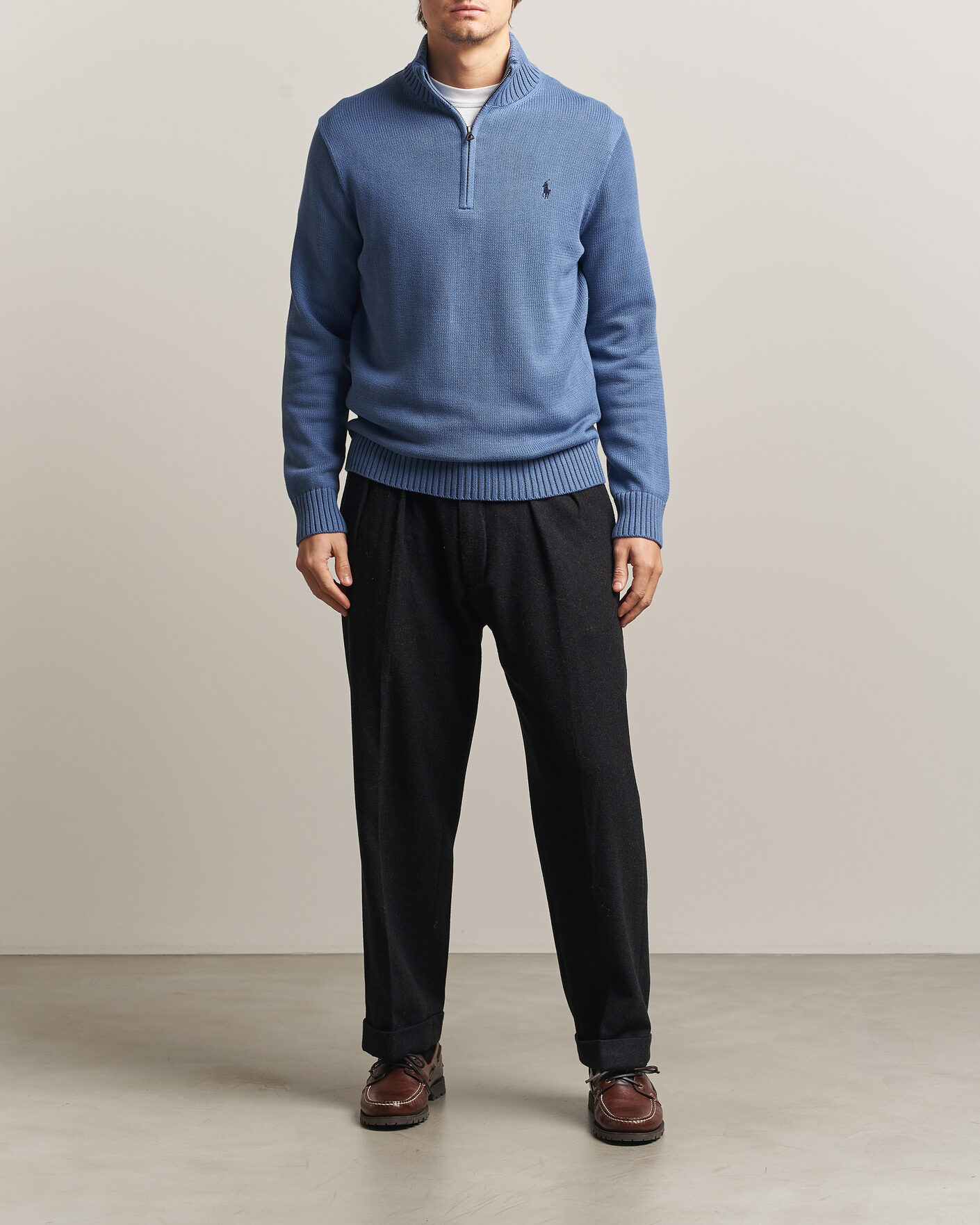 Herr | Tröjor | Polo Ralph Lauren | Cotton Half Zip Carson Blue