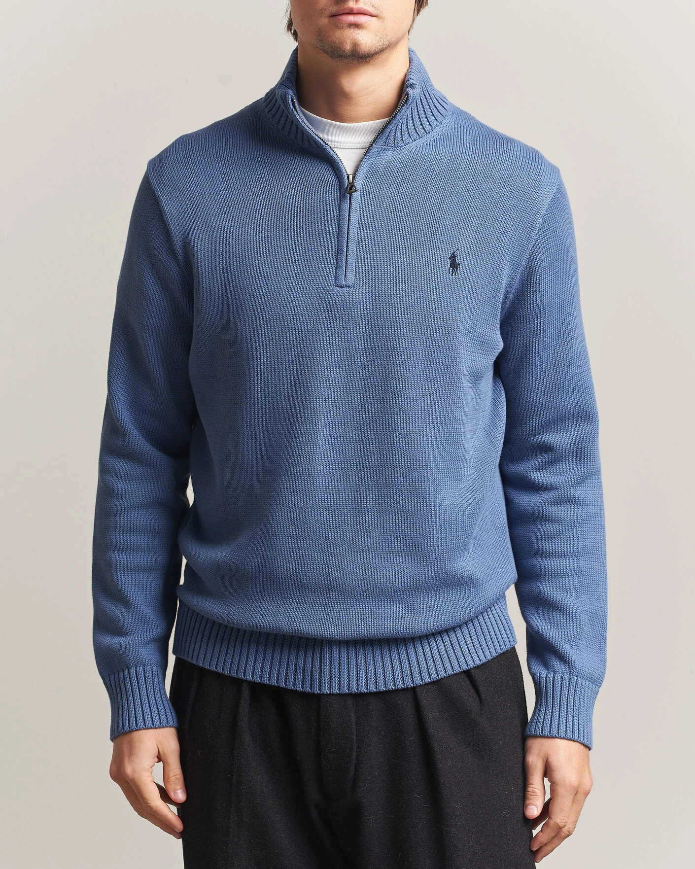 Herr | Tröjor | Polo Ralph Lauren | Cotton Half Zip Carson Blue