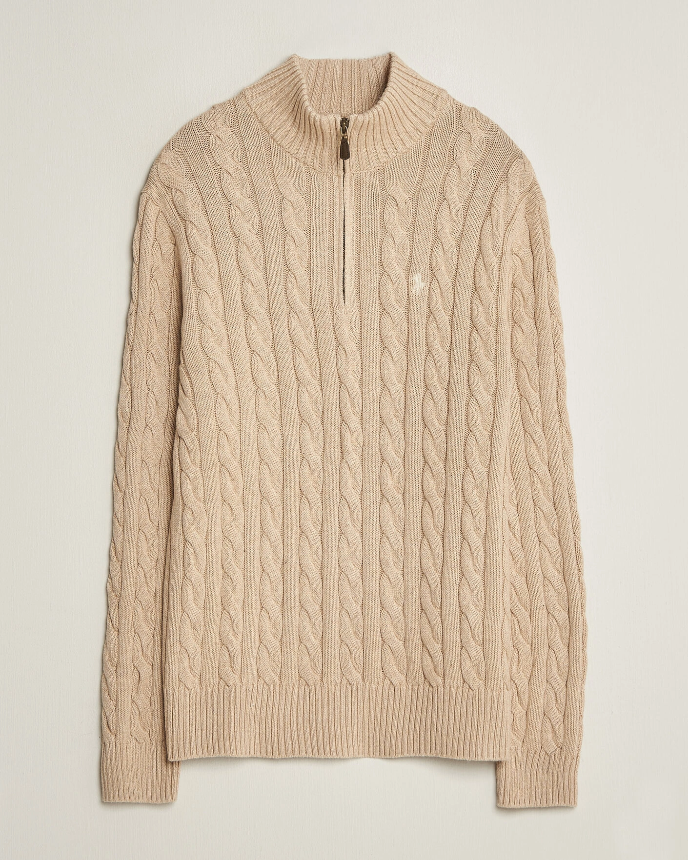 Herr | Tröjor | Polo Ralph Lauren | Cotton Cable Half Zip Brown Heather