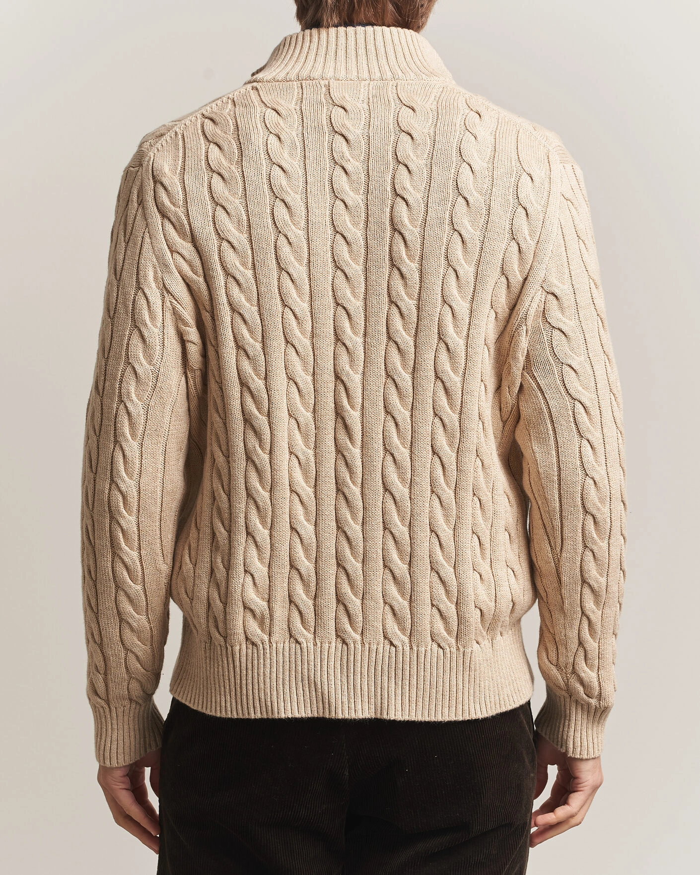 Herr | Tröjor | Polo Ralph Lauren | Cotton Cable Half Zip Brown Heather