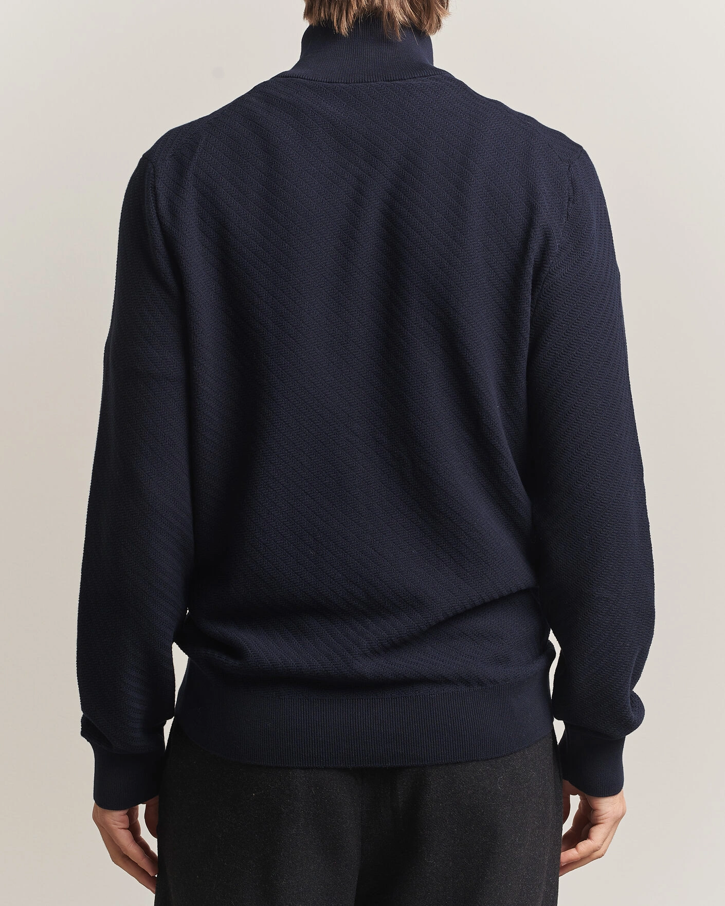 Herr | Tröjor | BOSS BLACK | Loretti Cotton Knitted Full Zip Dark Blue