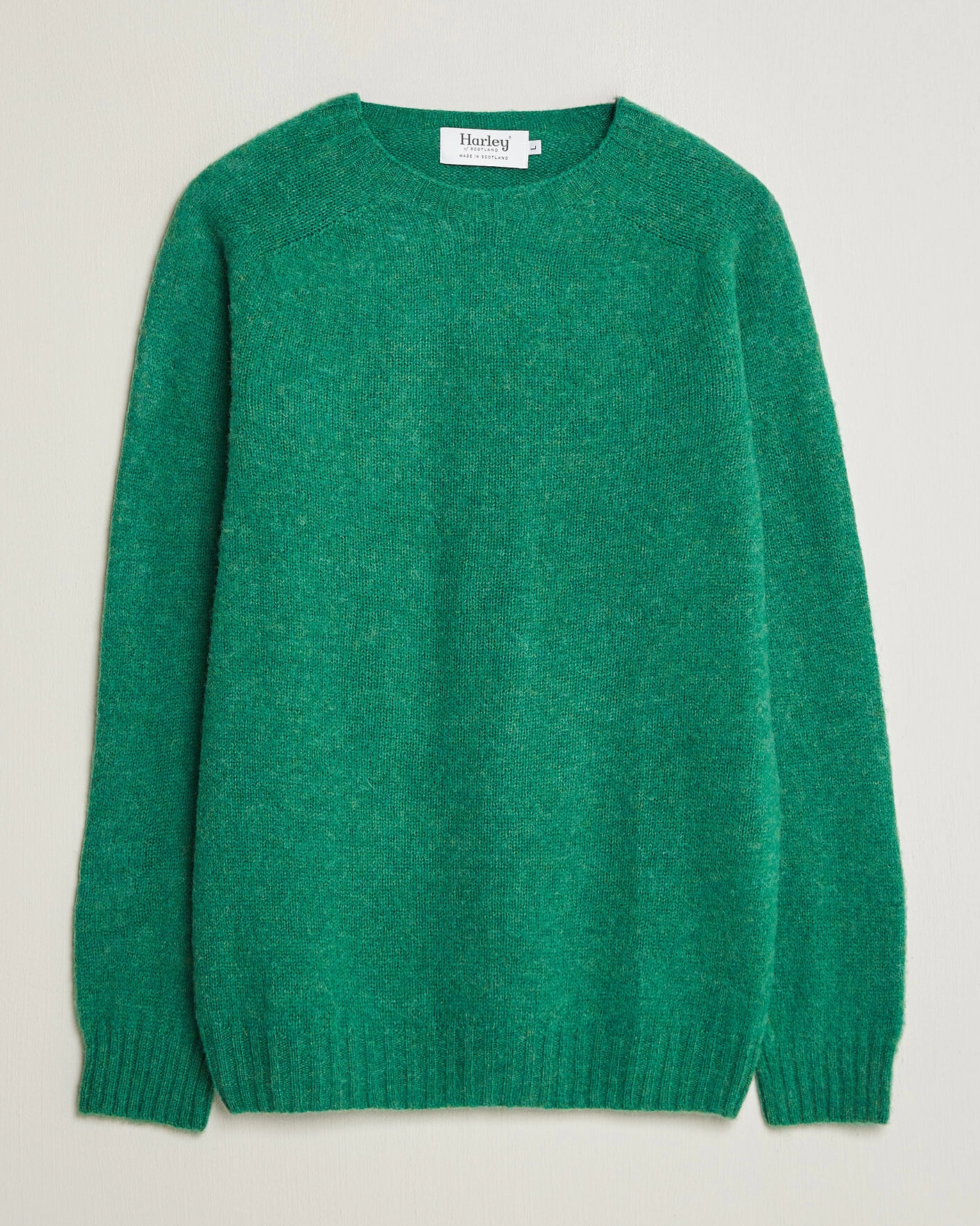 Herr | Tröjor | Harley Of Scotland | Brushed Supersoft Lambswool Crewneck Evergreen