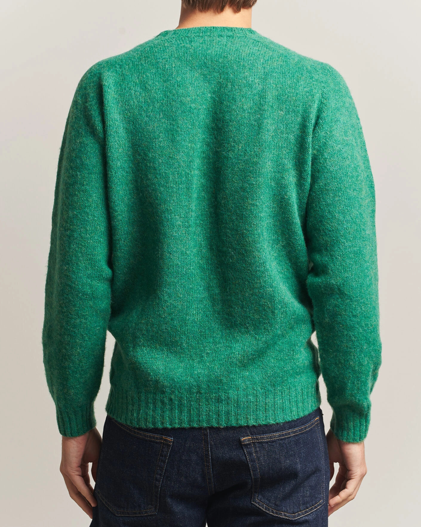 Herr | Tröjor | Harley Of Scotland | Brushed Supersoft Lambswool Crewneck Evergreen