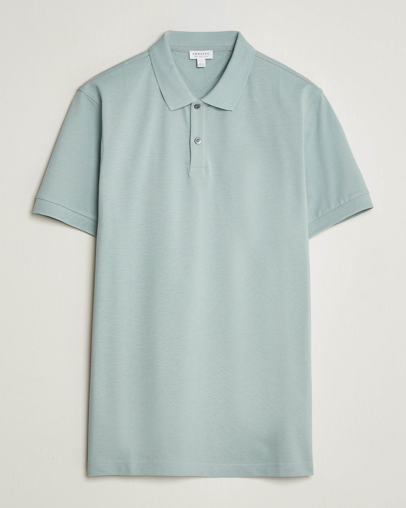 Herr | Pikéer | Sunspel | Short Sleeve Pique Polo Light Green