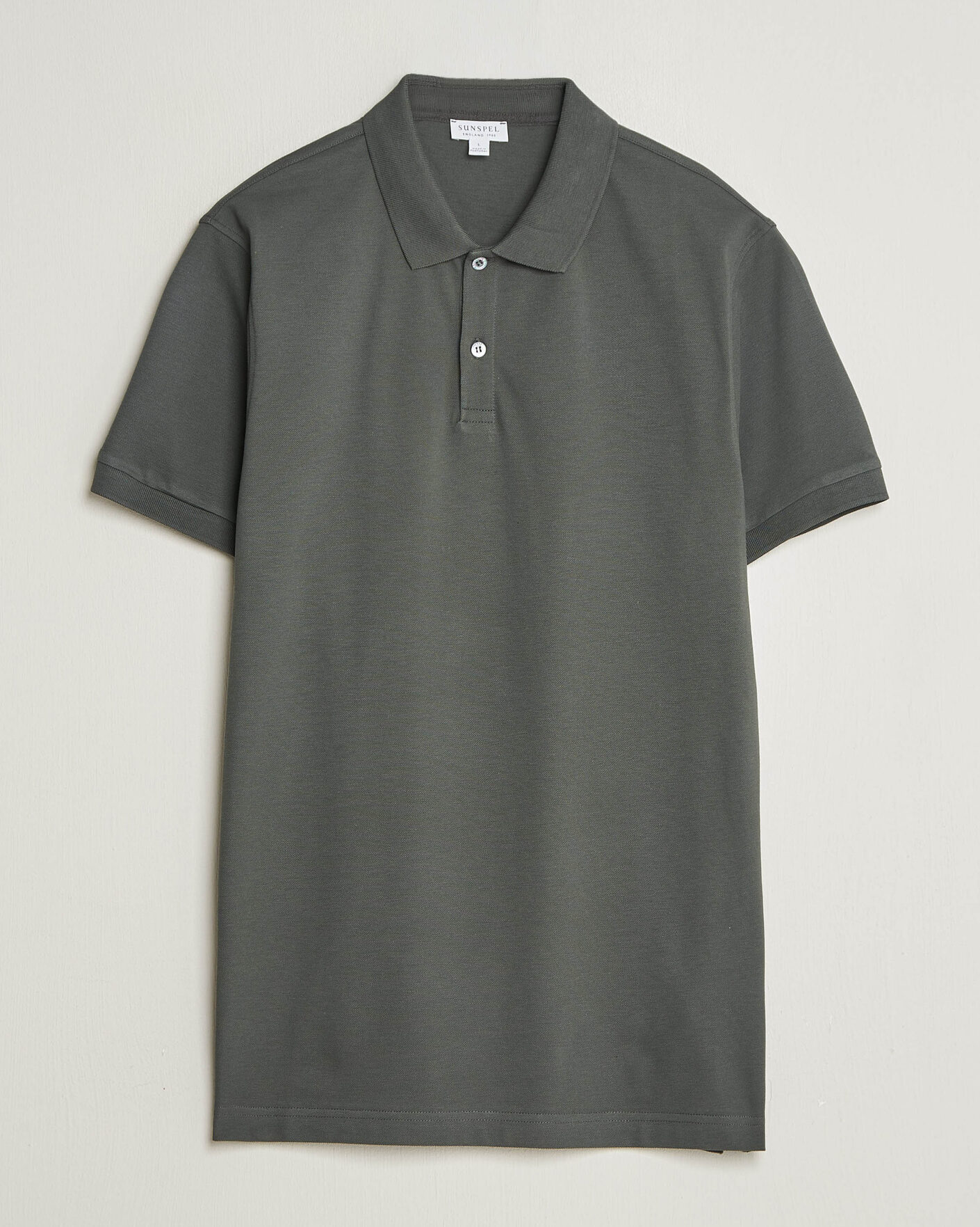 Herr | Pikéer | Sunspel | Short Sleeve Pique Polo Slate Green