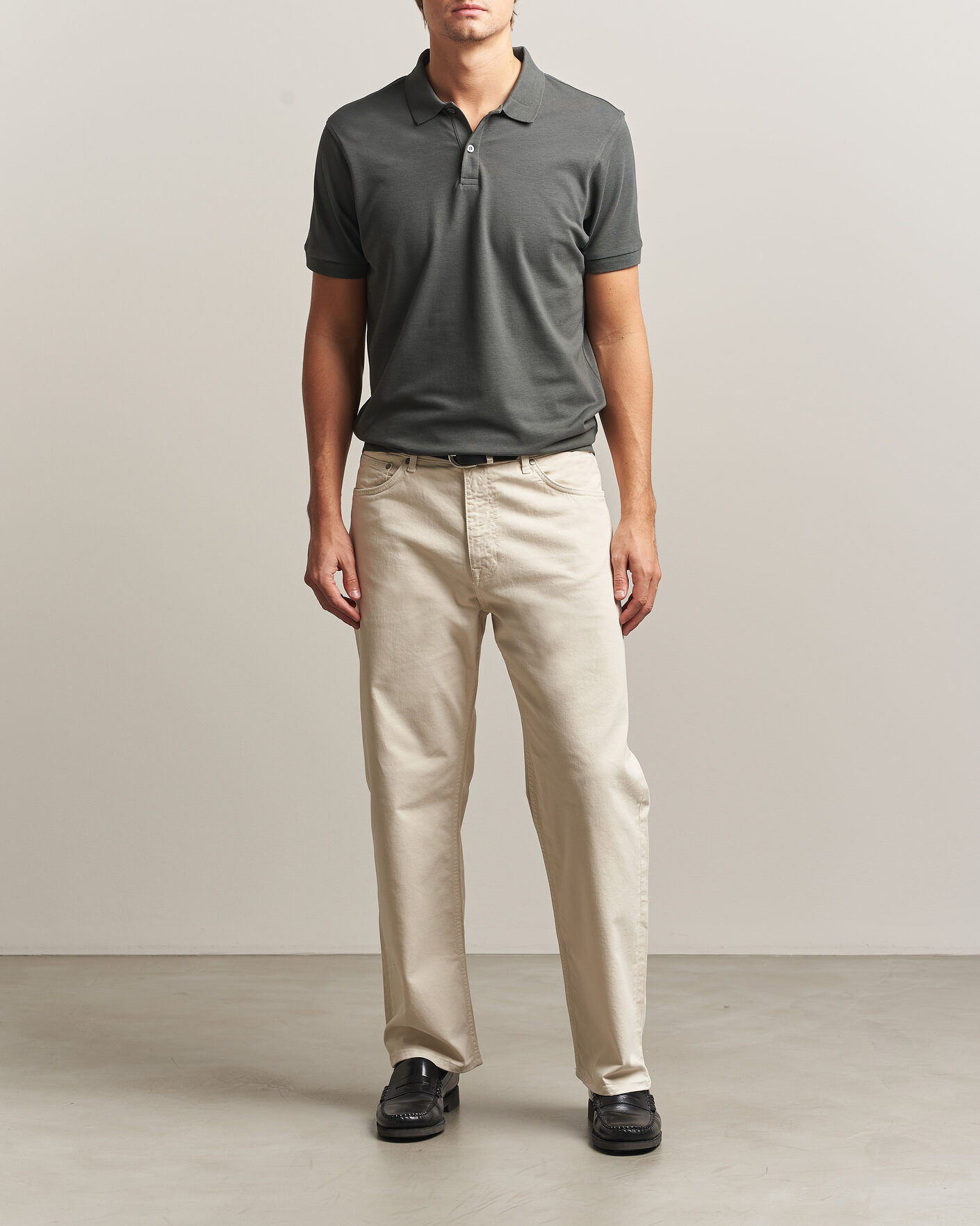 Herr | Pikéer | Sunspel | Short Sleeve Pique Polo Slate Green