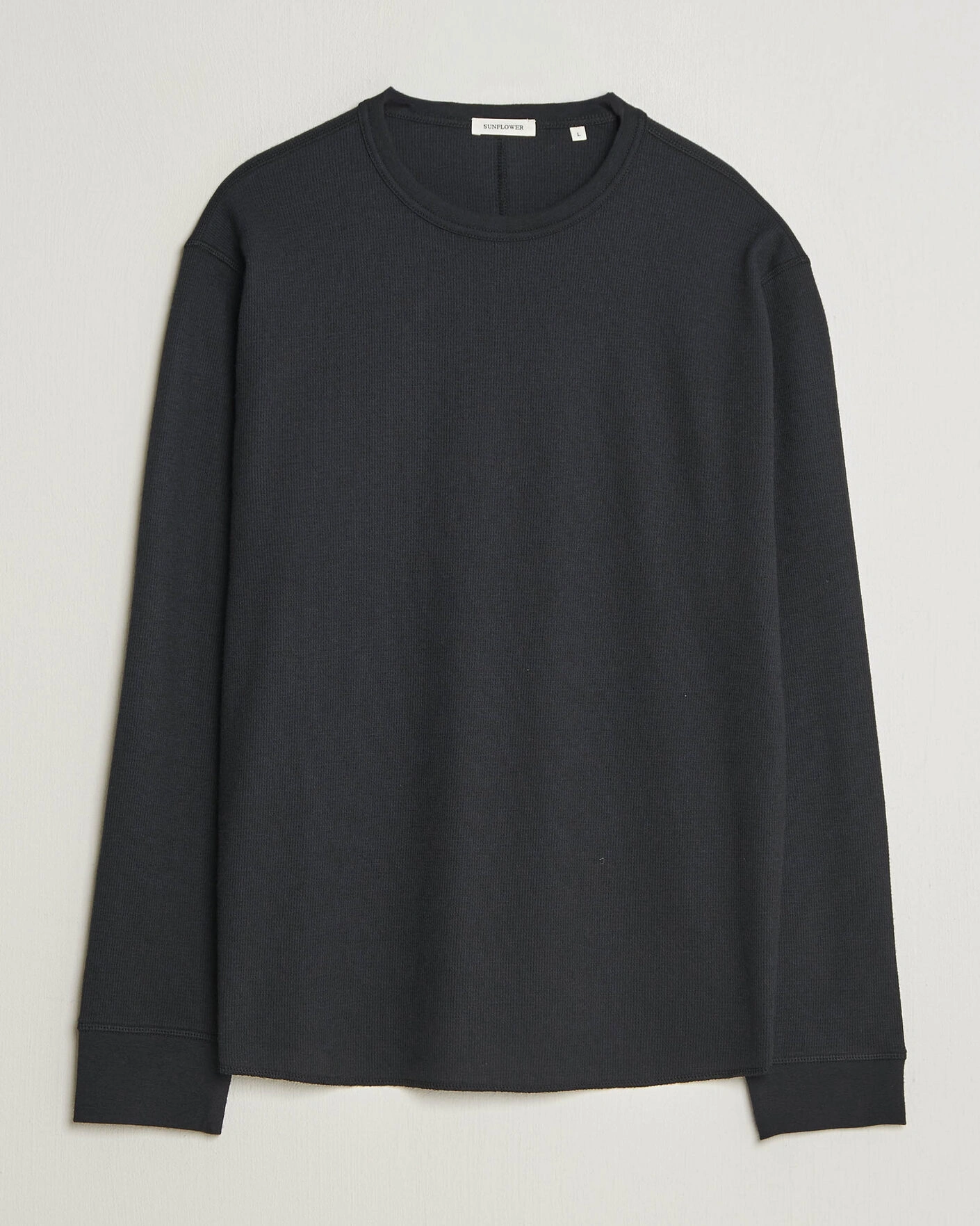 Herr | T-Shirts | Sunflower | Wool Waffle Long Sleeve T-Shirt Black