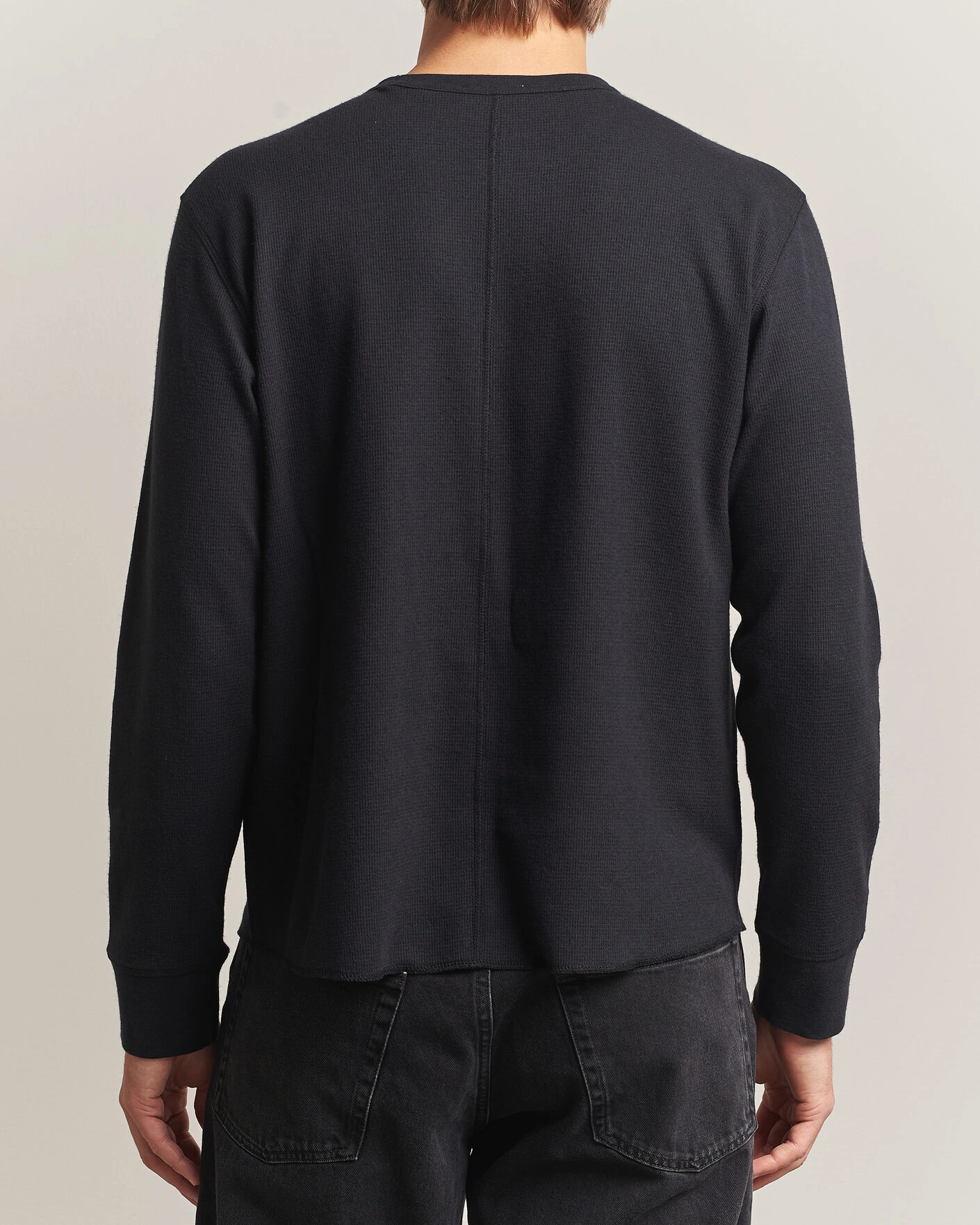 Herr | T-Shirts | Sunflower | Wool Waffle Long Sleeve T-Shirt Black