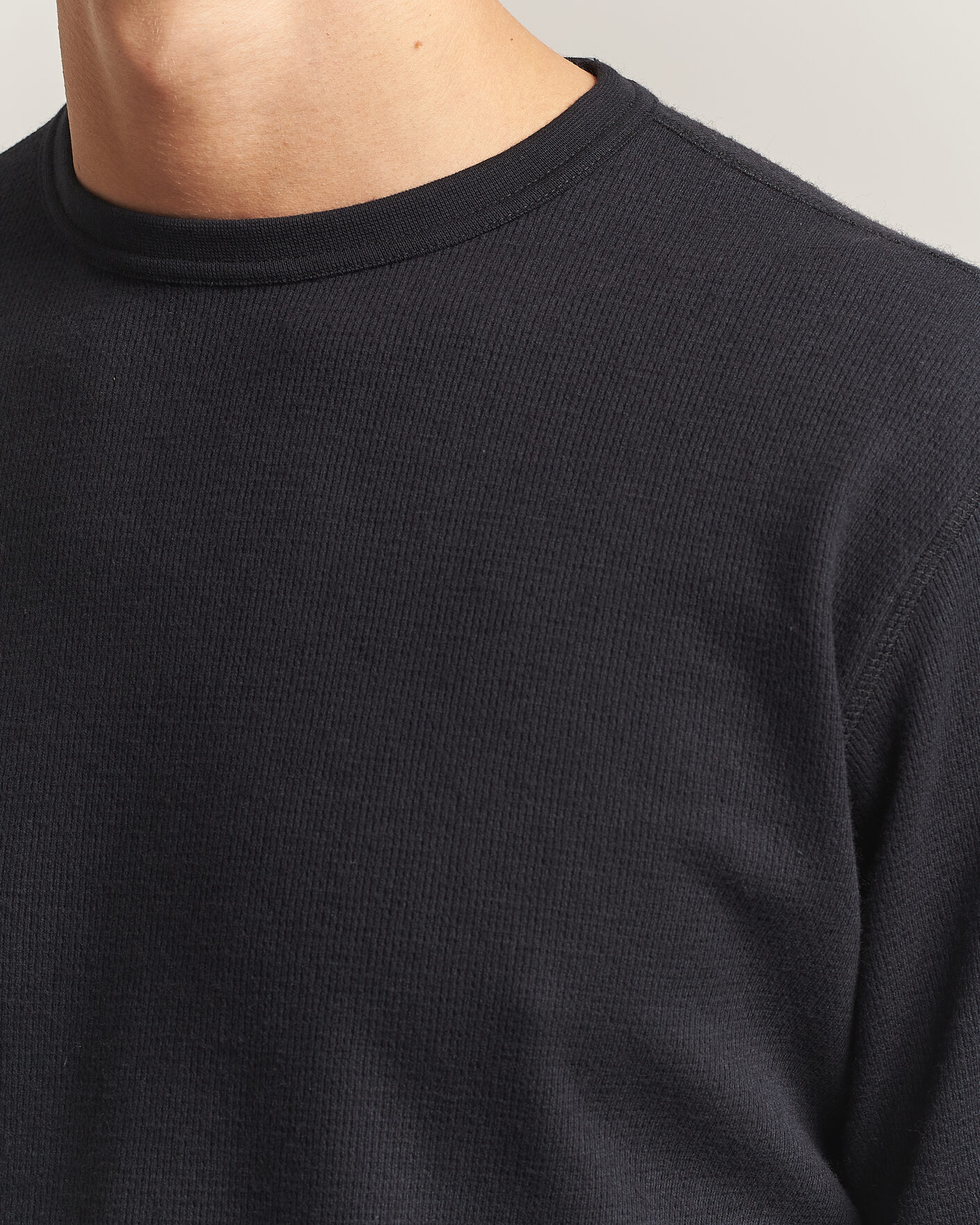 Herr | T-Shirts | Sunflower | Wool Waffle Long Sleeve T-Shirt Black