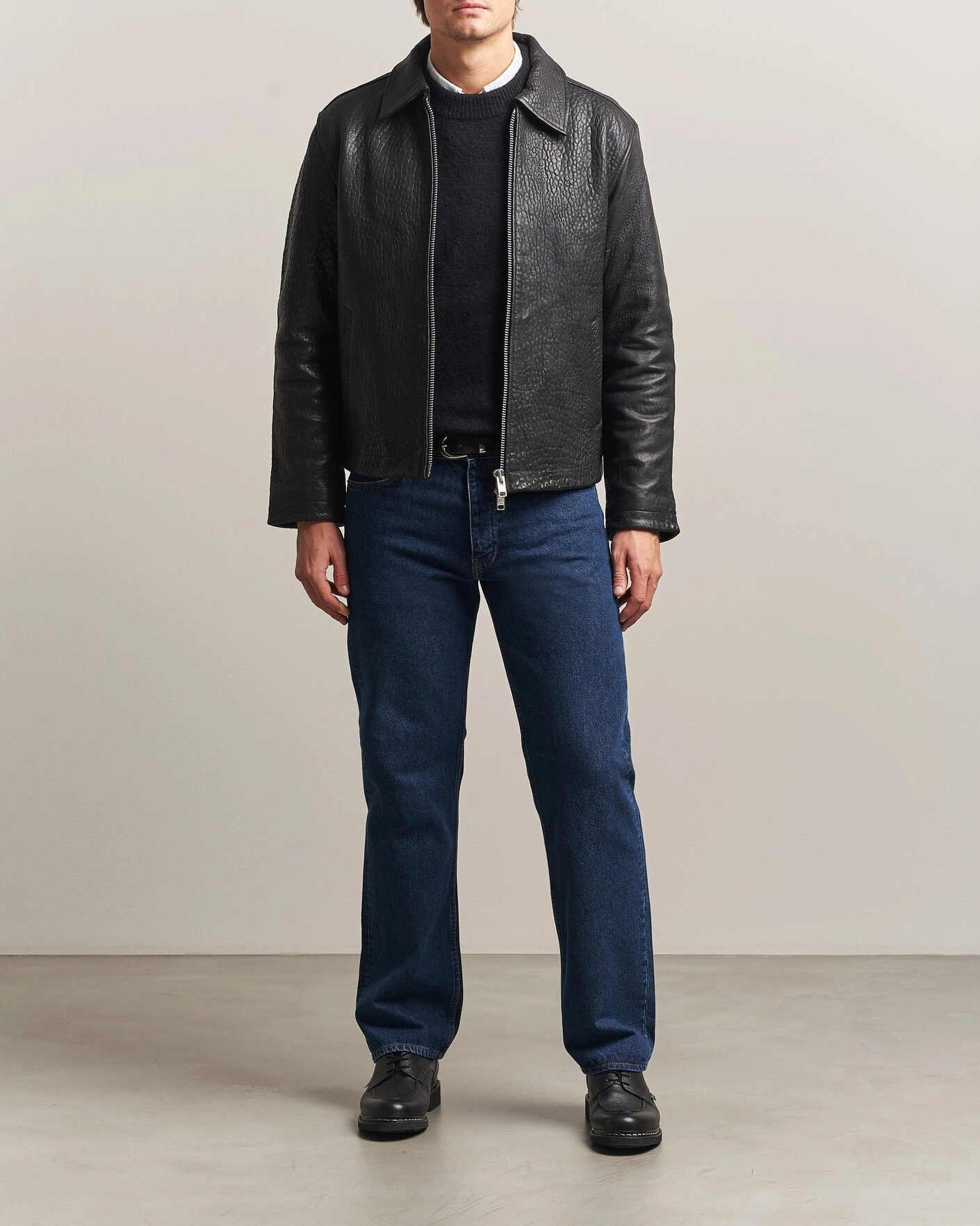 Herr | Jackor | Sunflower | Short Leather Jacket Black