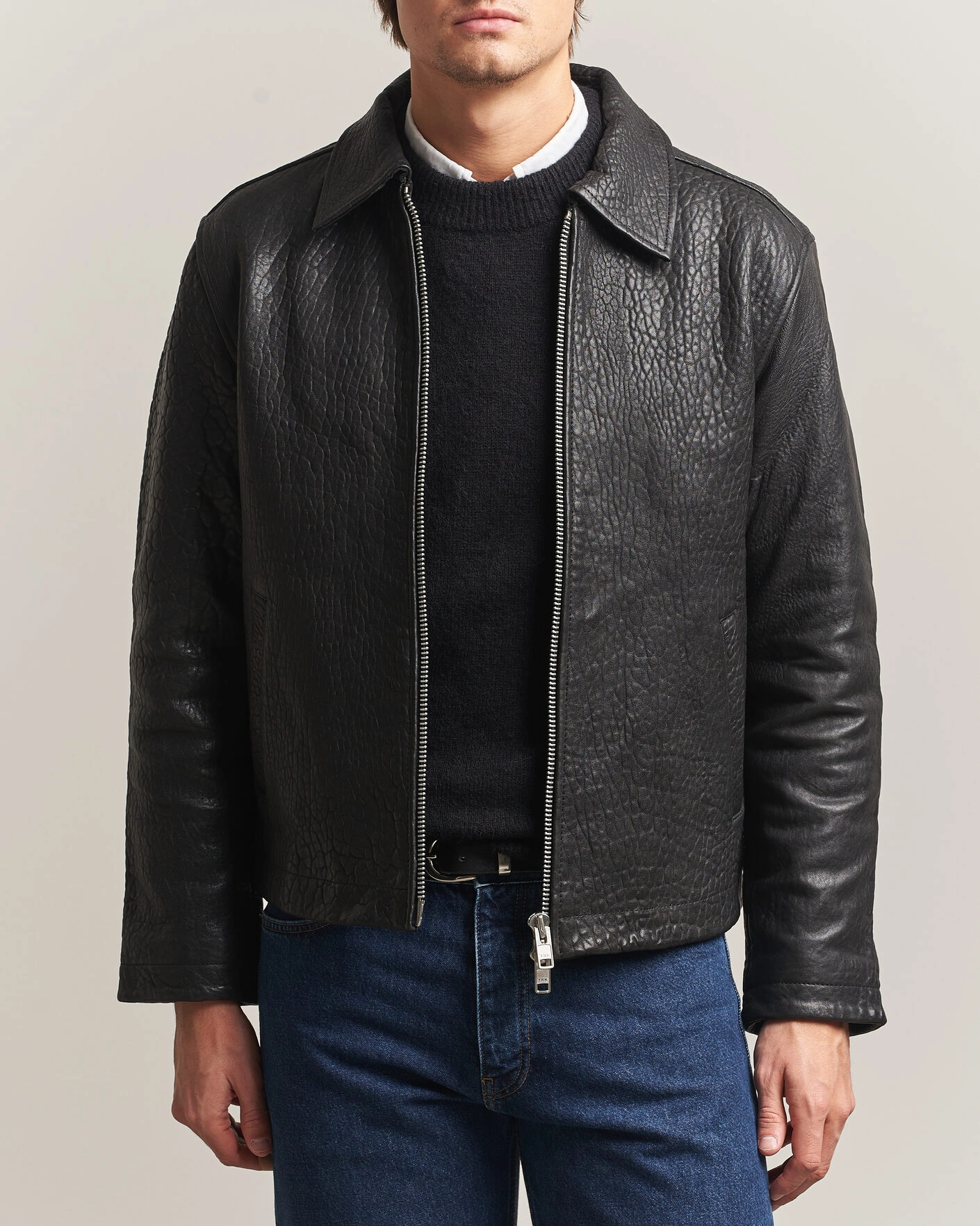 Herr | Jackor | Sunflower | Short Leather Jacket Black