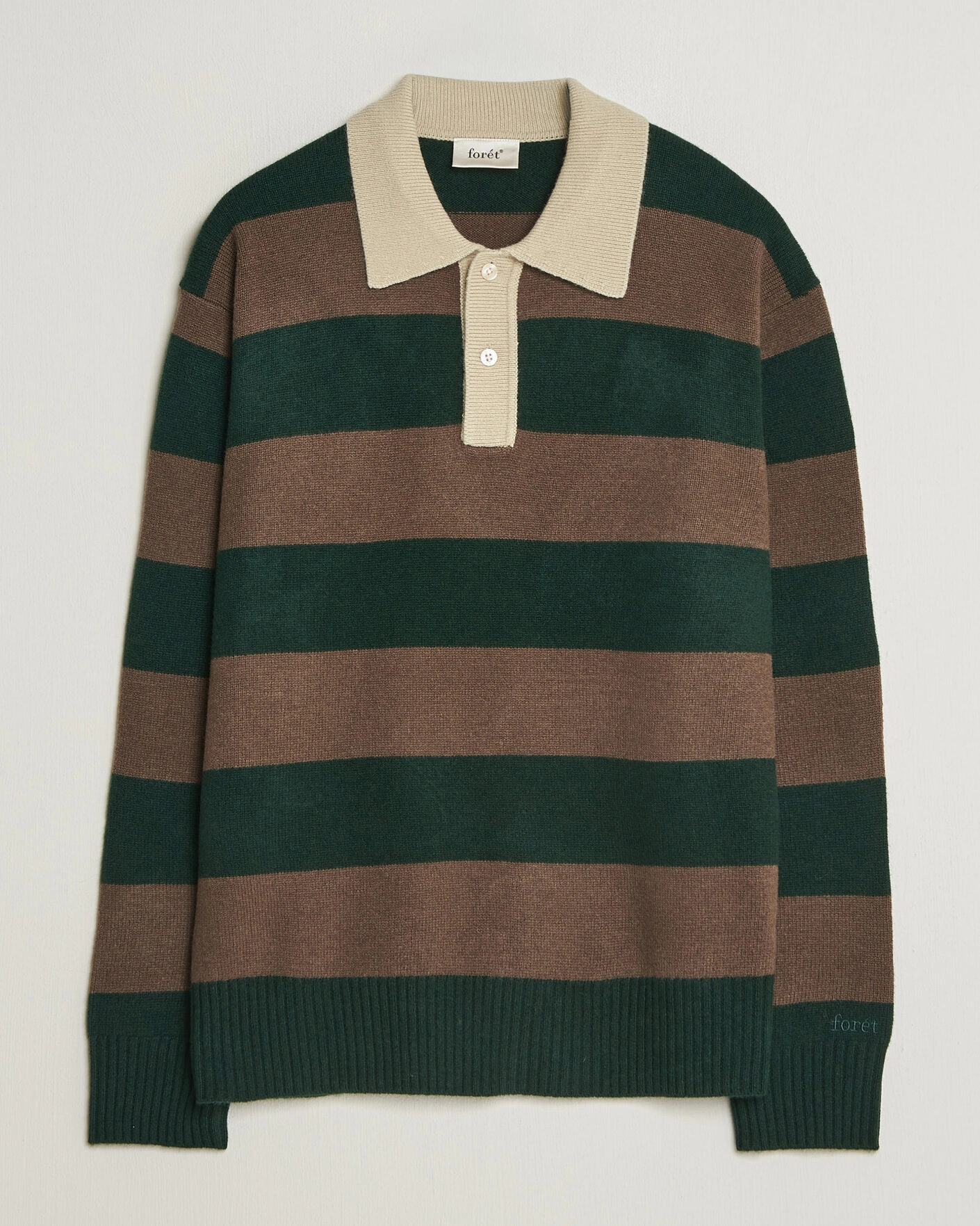 Herr | Tröjor | Forét | Frost Stripe Knit Polo Deep Green