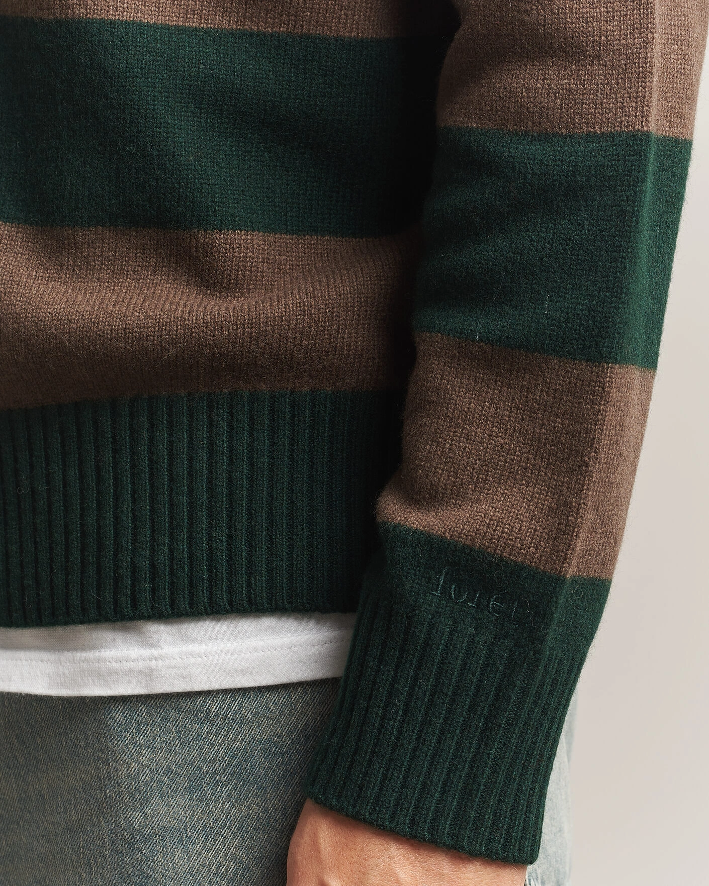Herr | Tröjor | Forét | Frost Stripe Knit Polo Deep Green