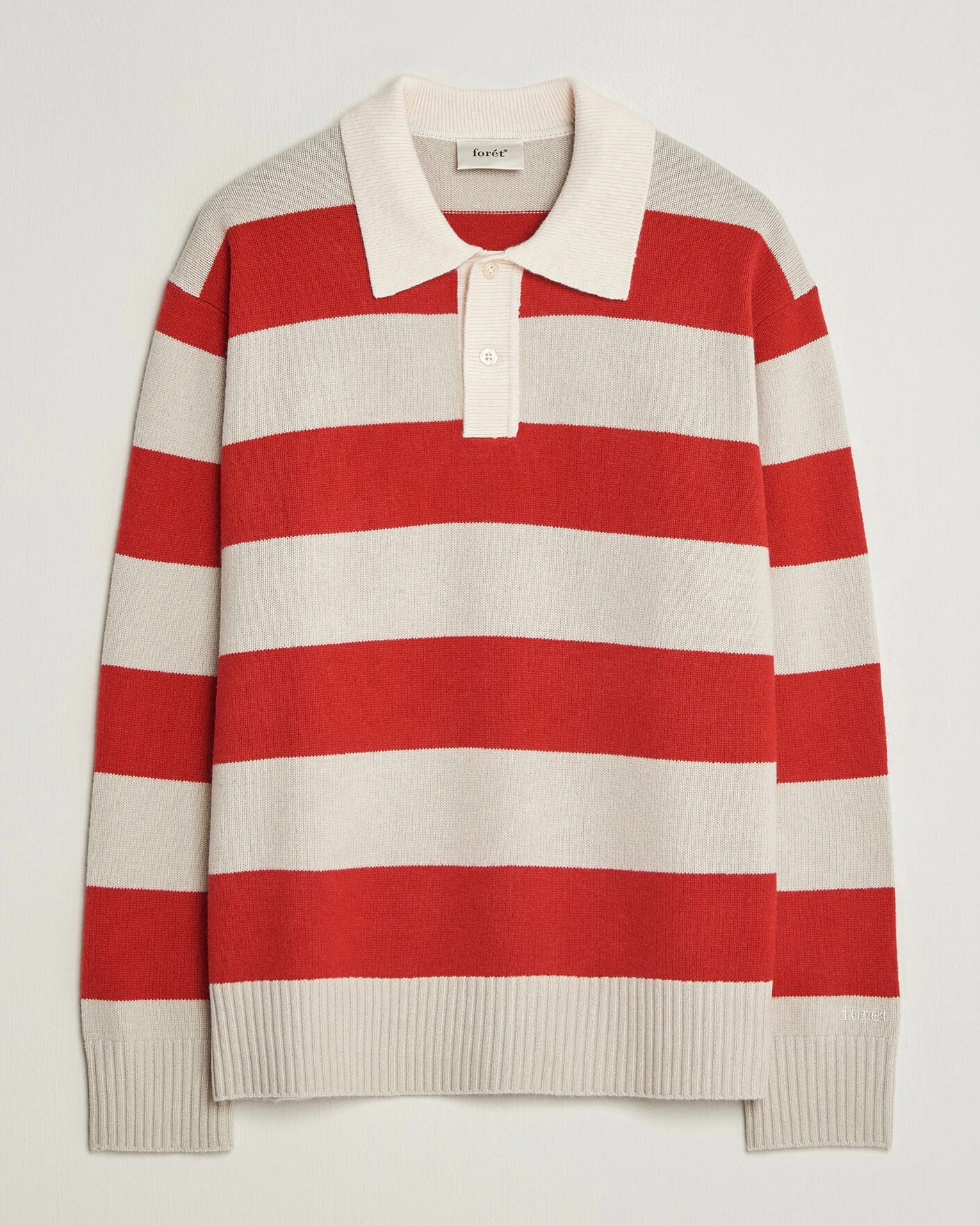 Herr | Tröjor | Forét | Frost Stripe Knit Polo Red