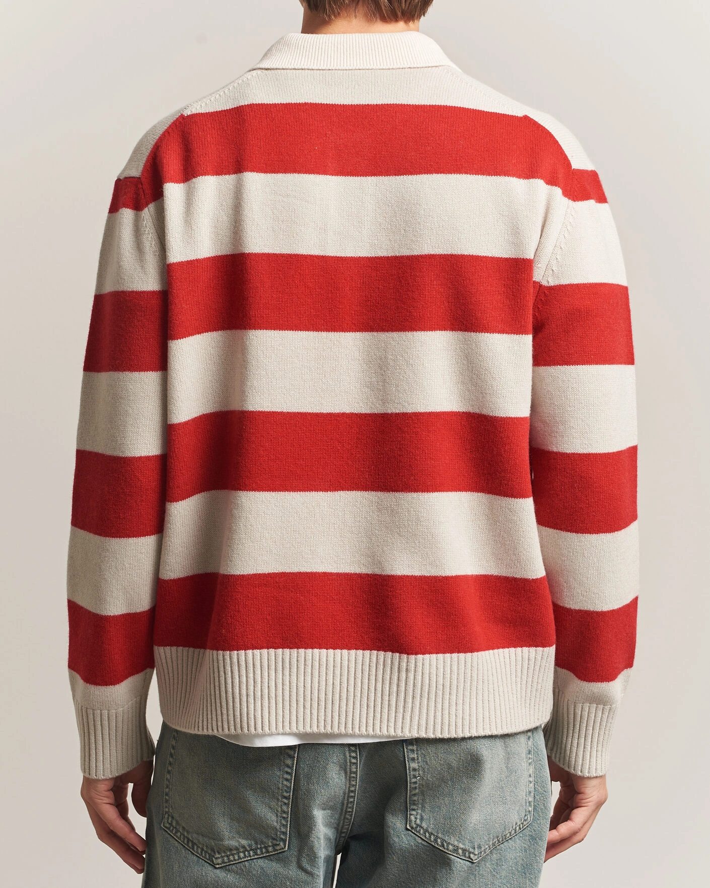 Herr | Tröjor | Forét | Frost Stripe Knit Polo Red