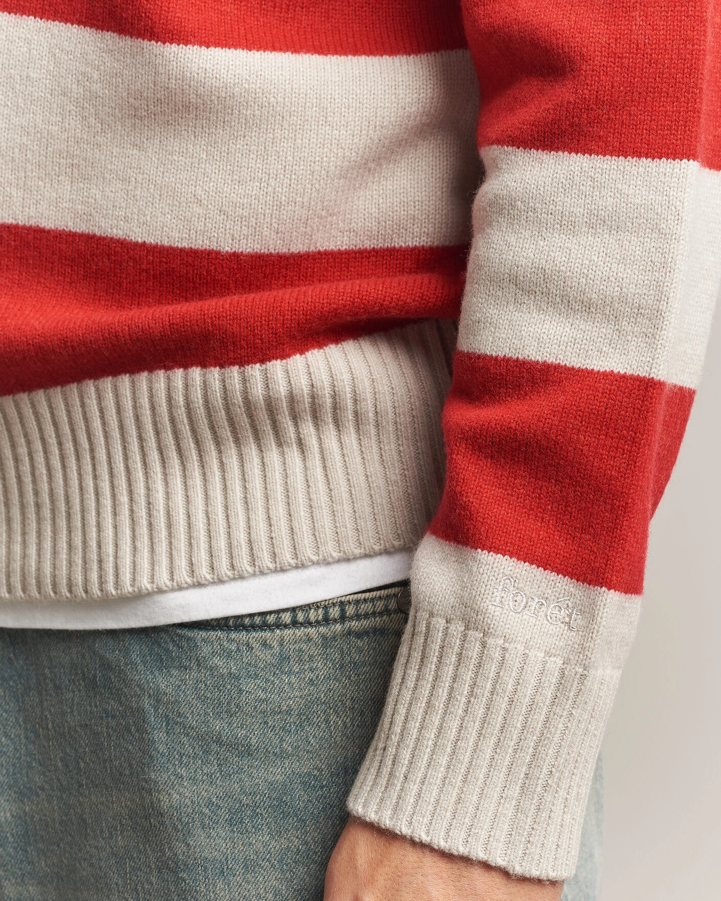 Herr | Tröjor | Forét | Frost Stripe Knit Polo Red