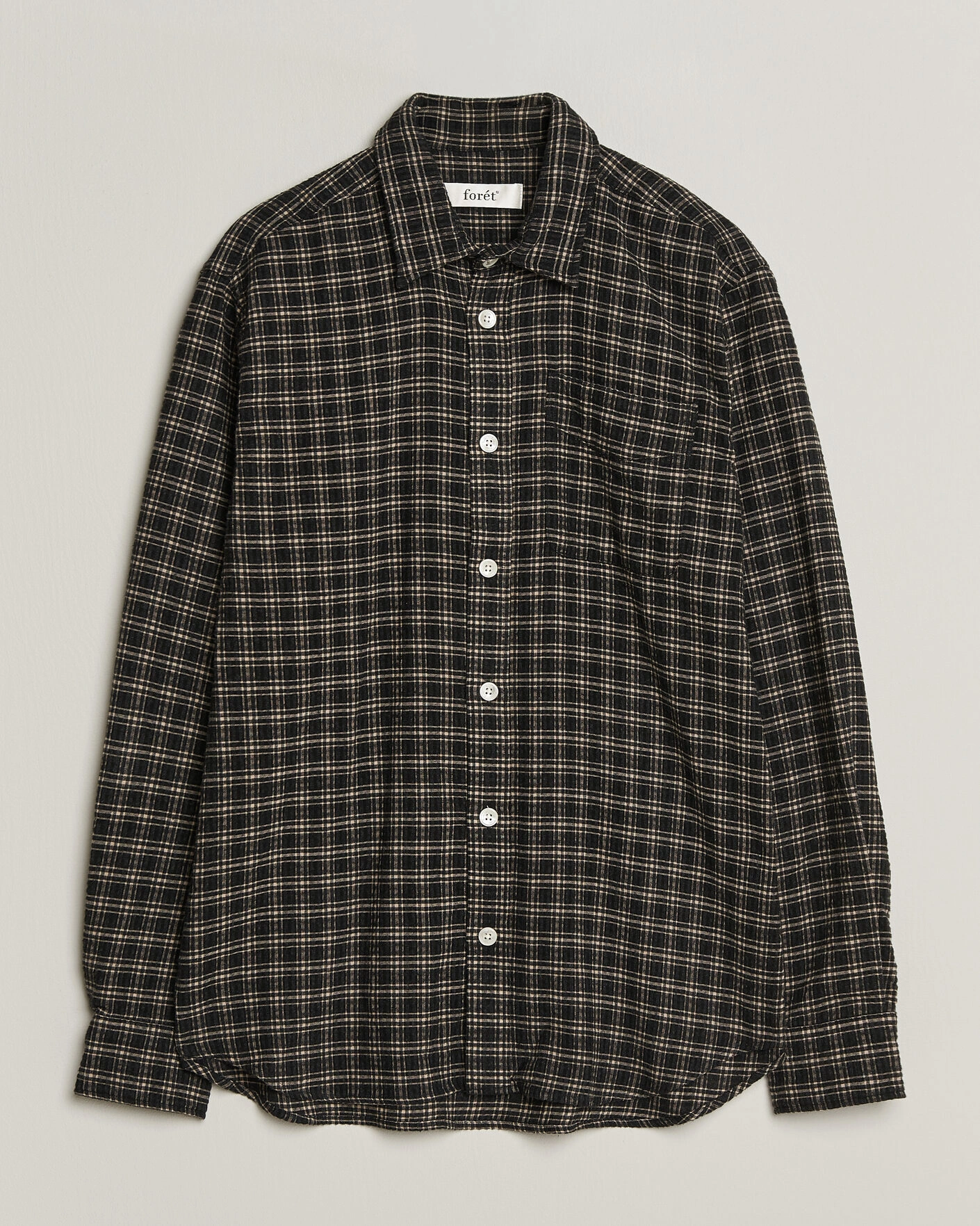 Herr | Skjortor | Forét | Form Regular Fit Italian Check Shirt Black