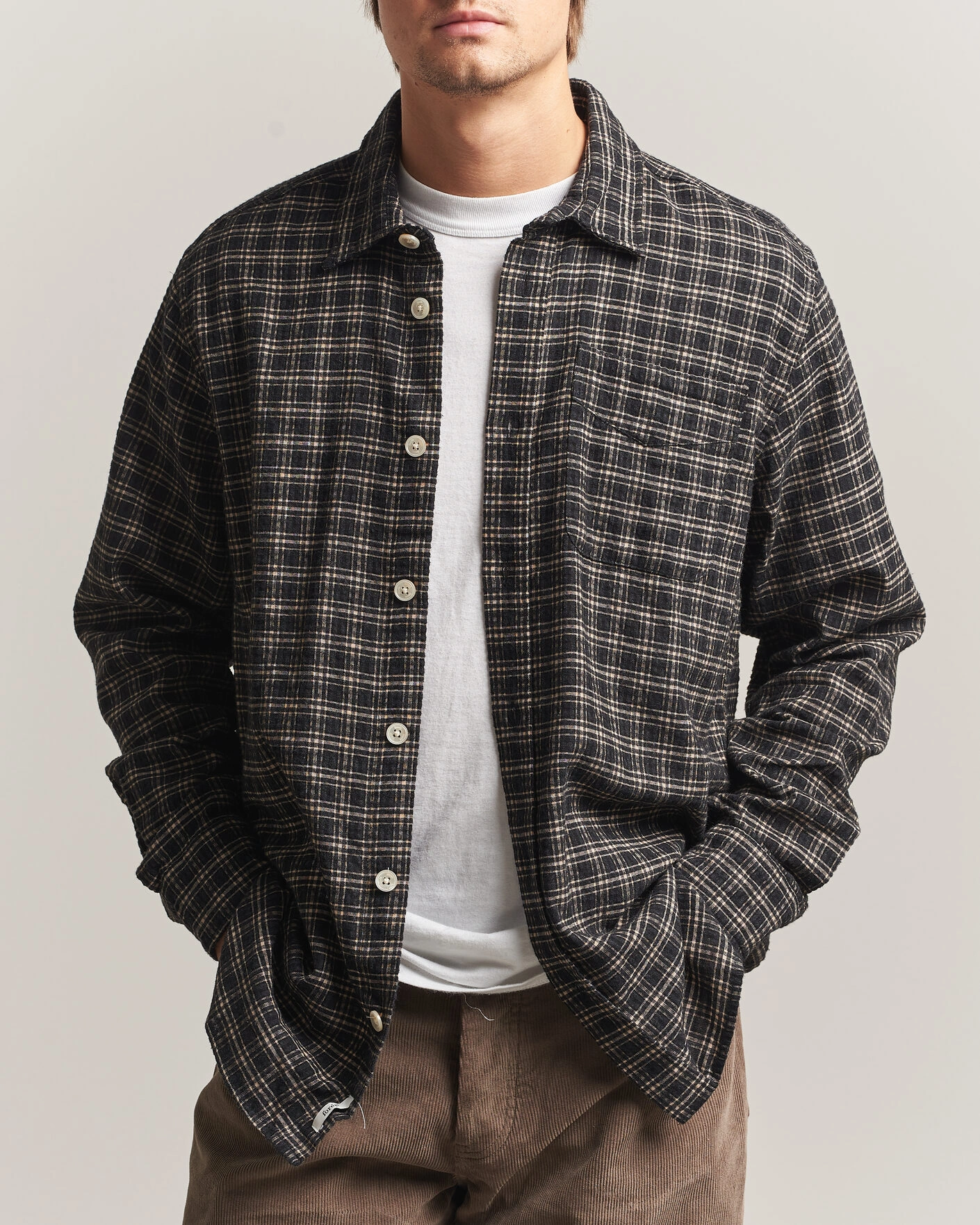 Herr | Skjortor | Forét | Form Regular Fit Italian Check Shirt Black
