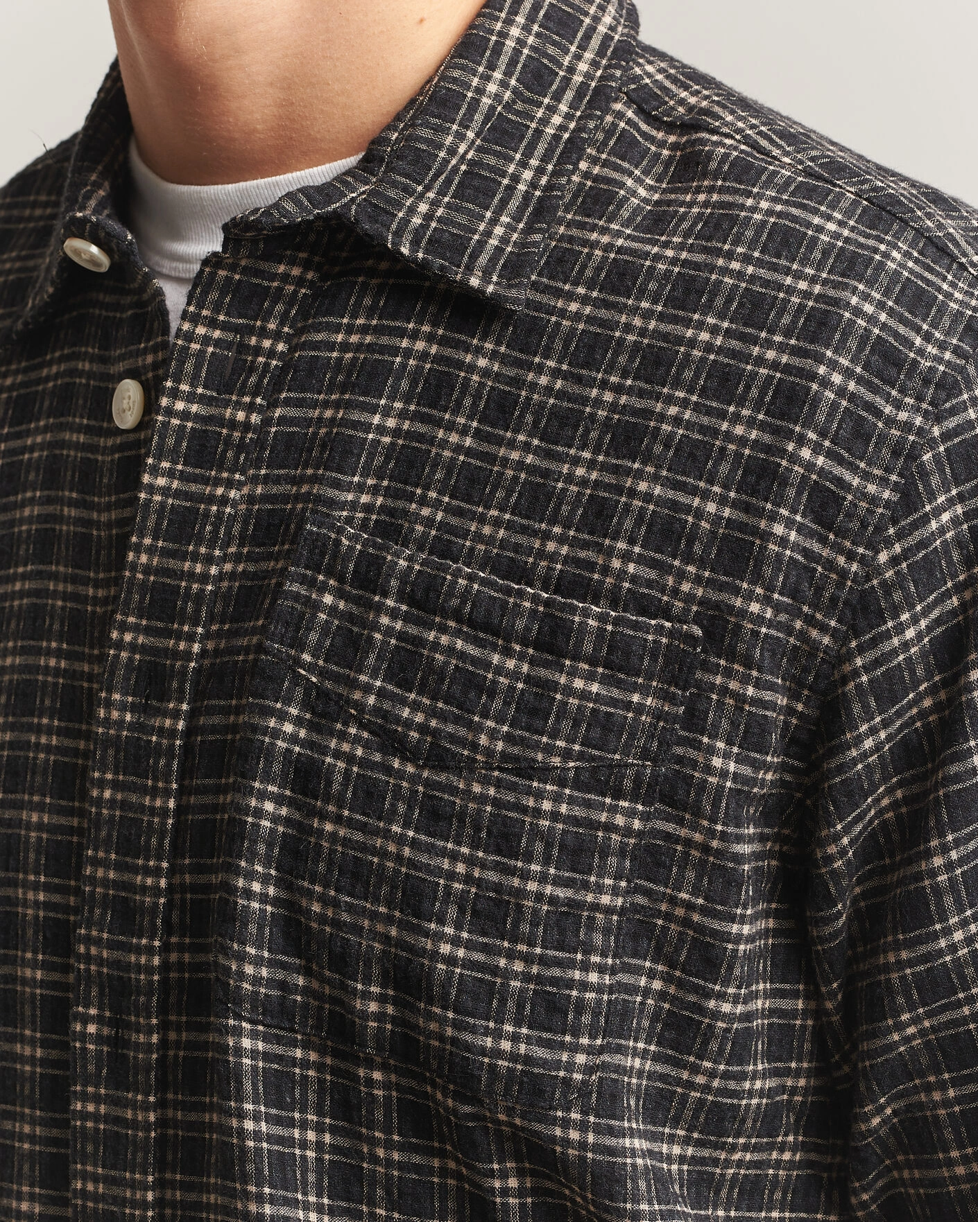 Herr | Skjortor | Forét | Form Regular Fit Italian Check Shirt Black