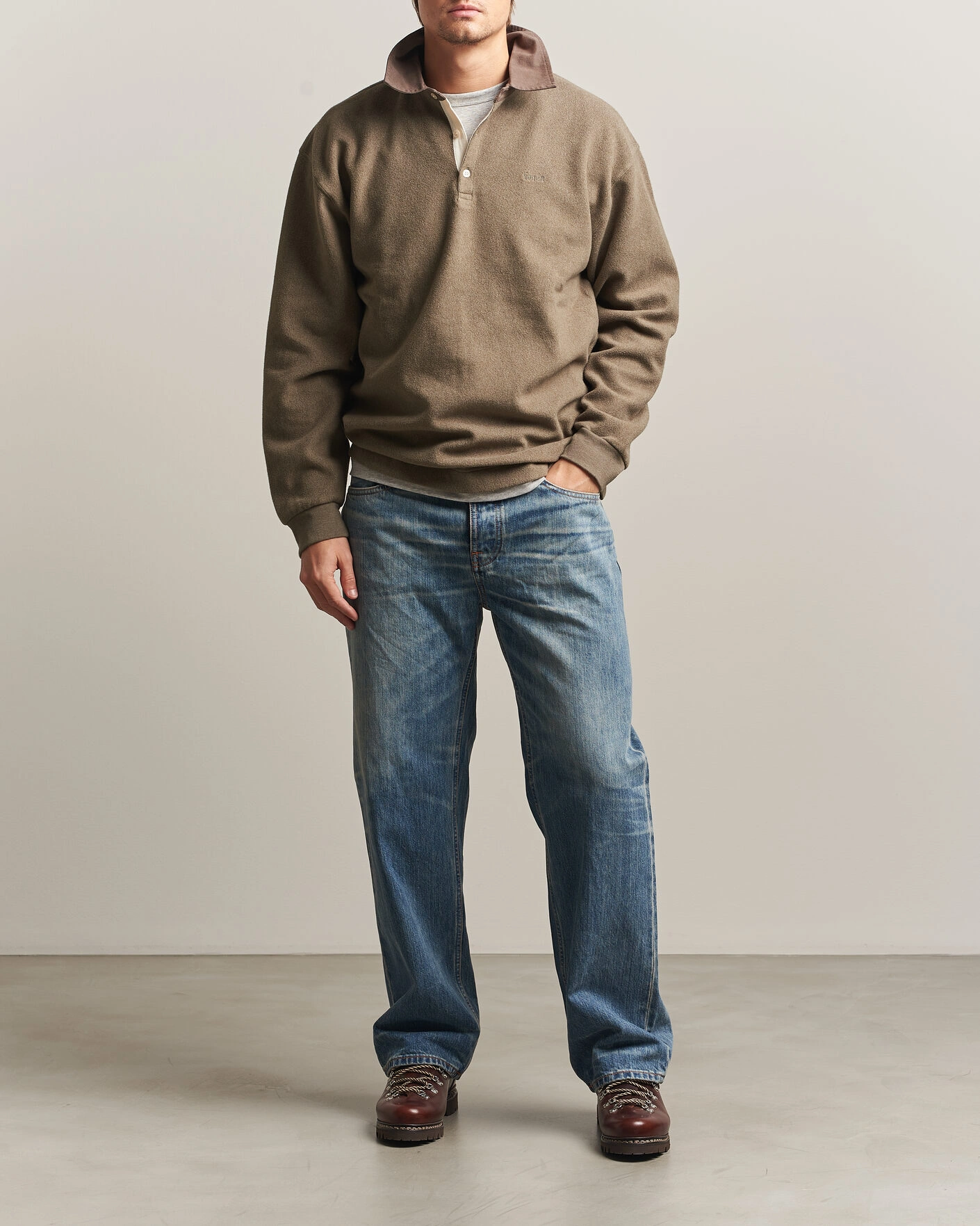 Herr | Tröjor | Forét | Herb Brushed Rugby Washed Brown
