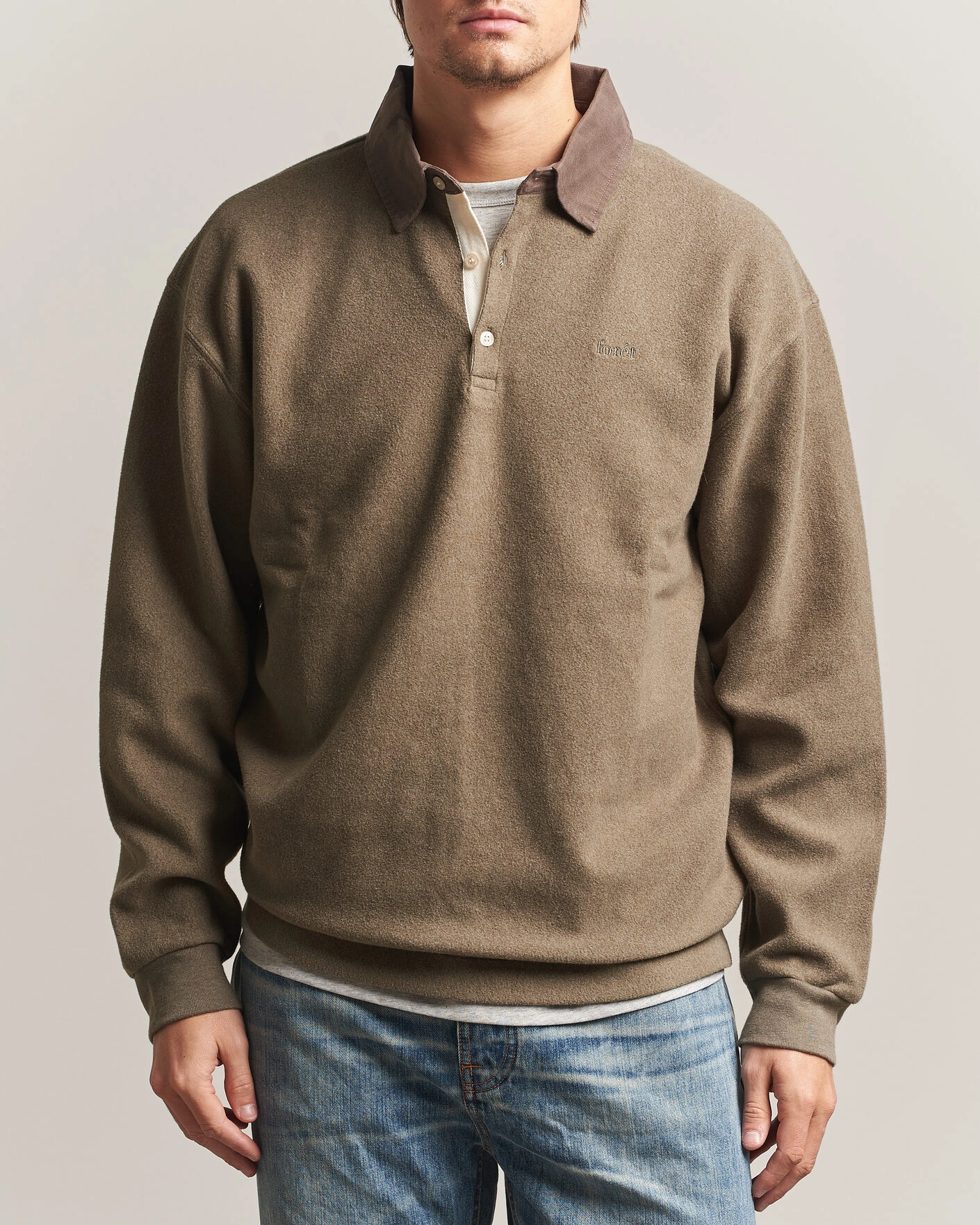 Herr | Tröjor | Forét | Herb Brushed Rugby Washed Brown