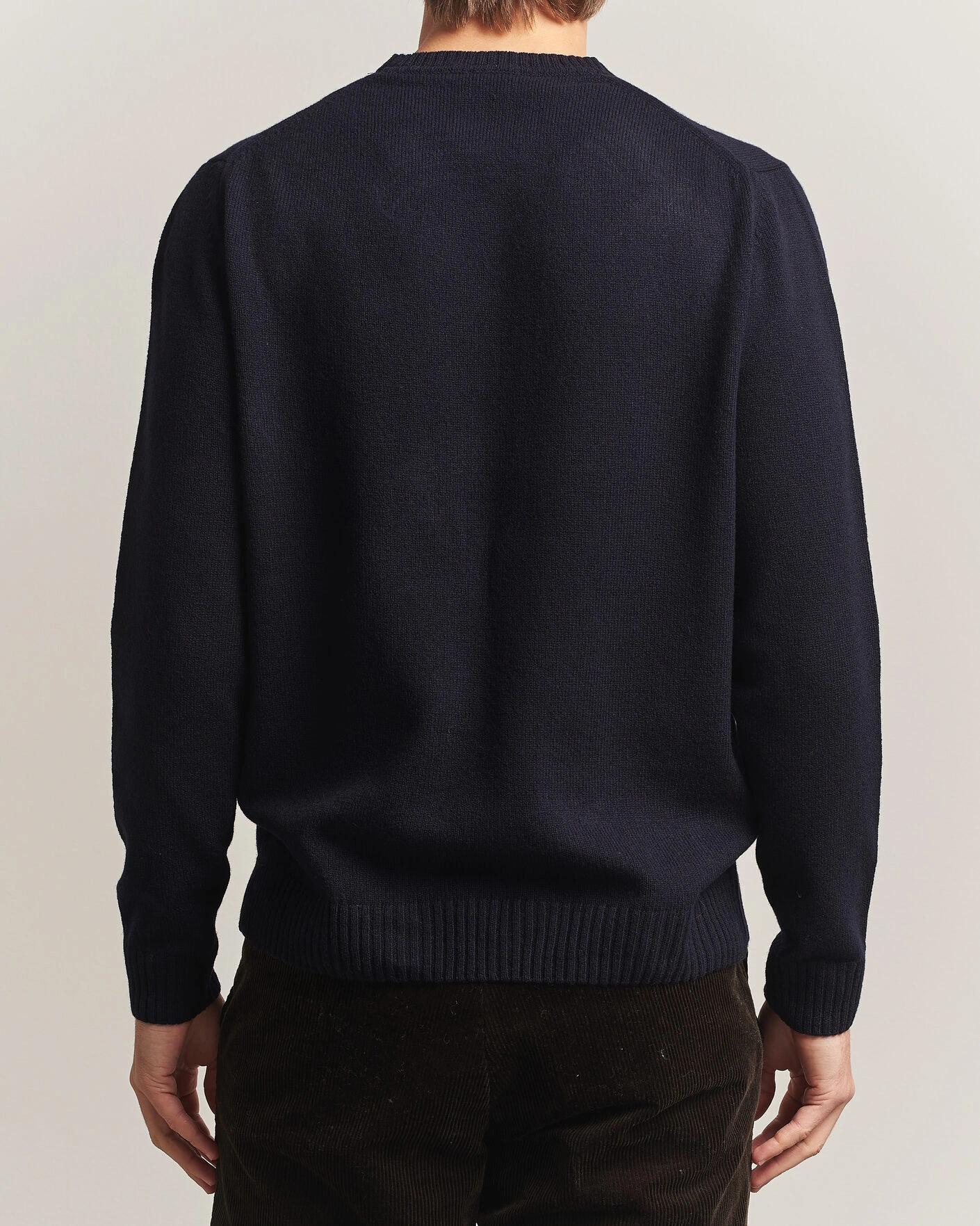Herr | Tröjor | Stenströms | Knitted Lambswool Crew Neck Dark Navy