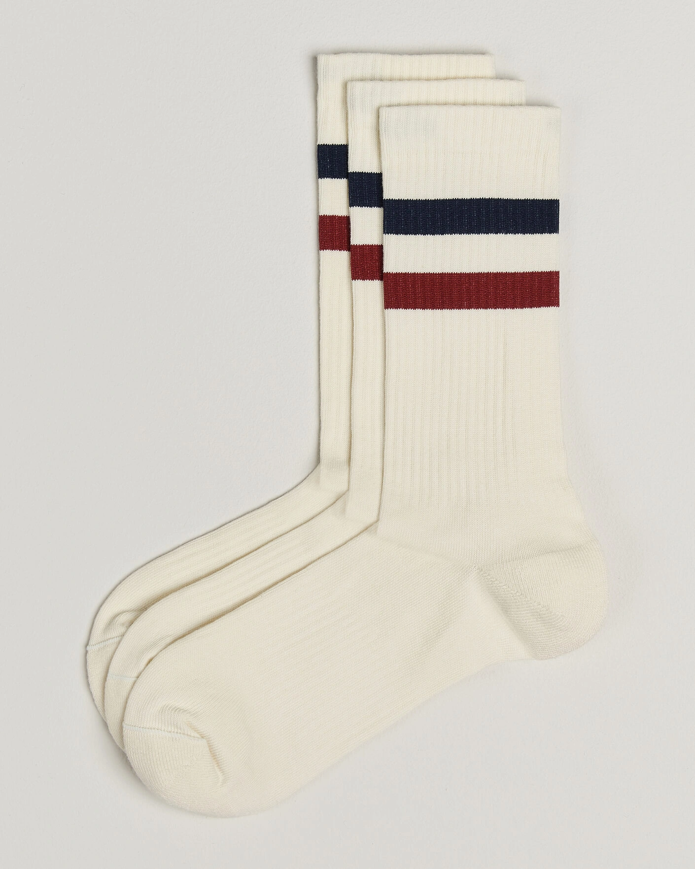 Herr | Underkläder | Sweyd | 3-Pack Two Stripe Cotton Socks Navy/Red/White
