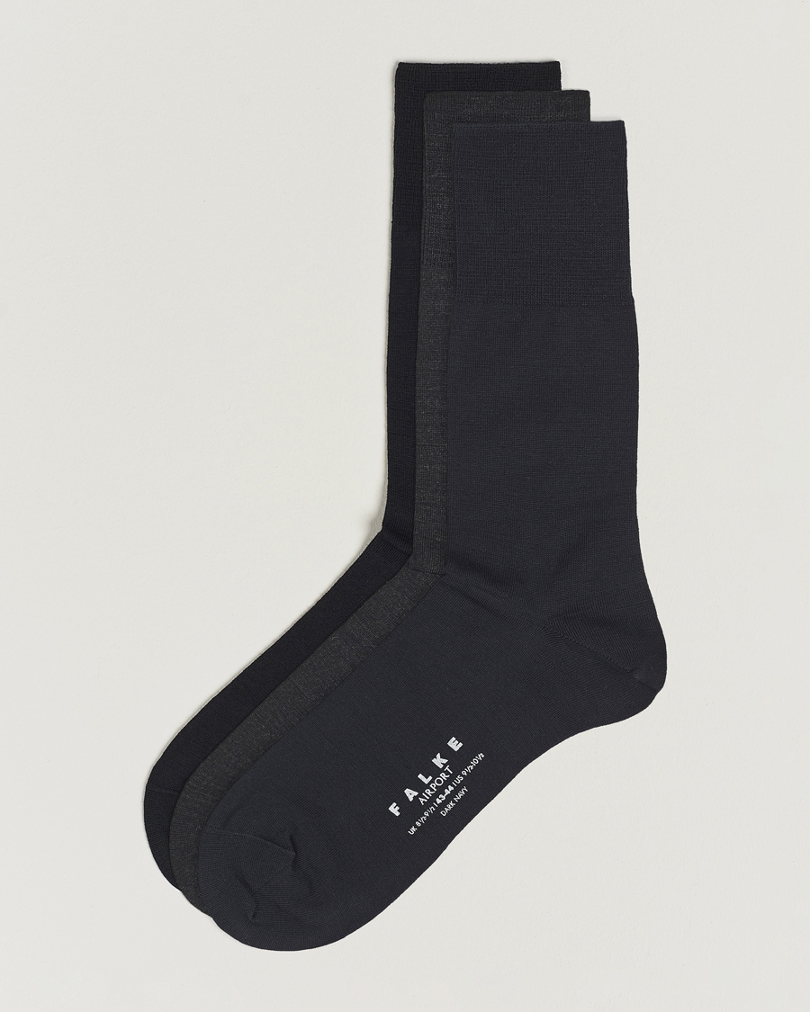 Herr | Underkläder | Falke | 3-Pack Airport Socks Dark Navy/Black/Anthracite