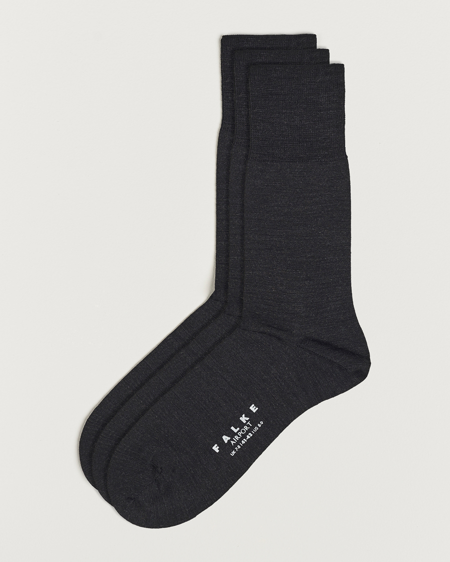 Herr | Underkläder | Falke | 3-pack Airport Socks Anthracite Melange