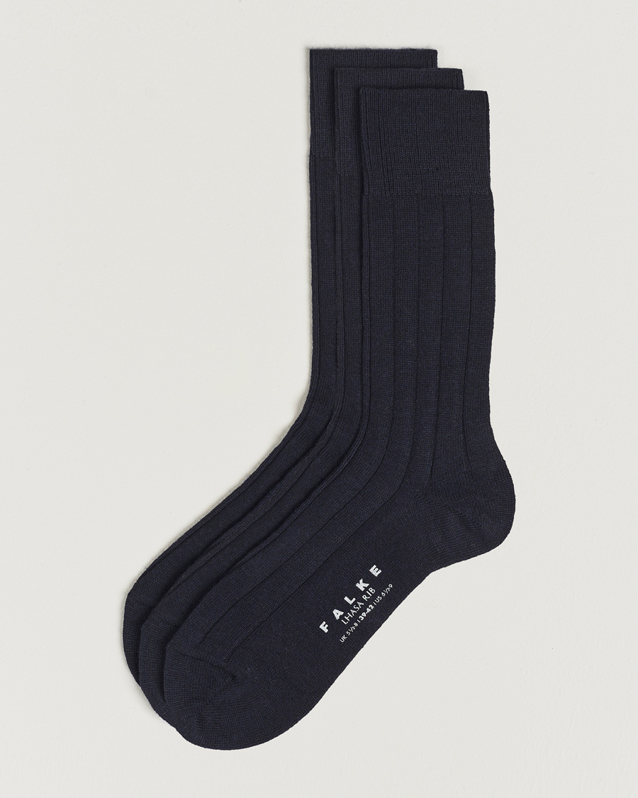 Herr | Underkläder | Falke | 3-Pack Lhasa Cashmere Socks Dark Navy