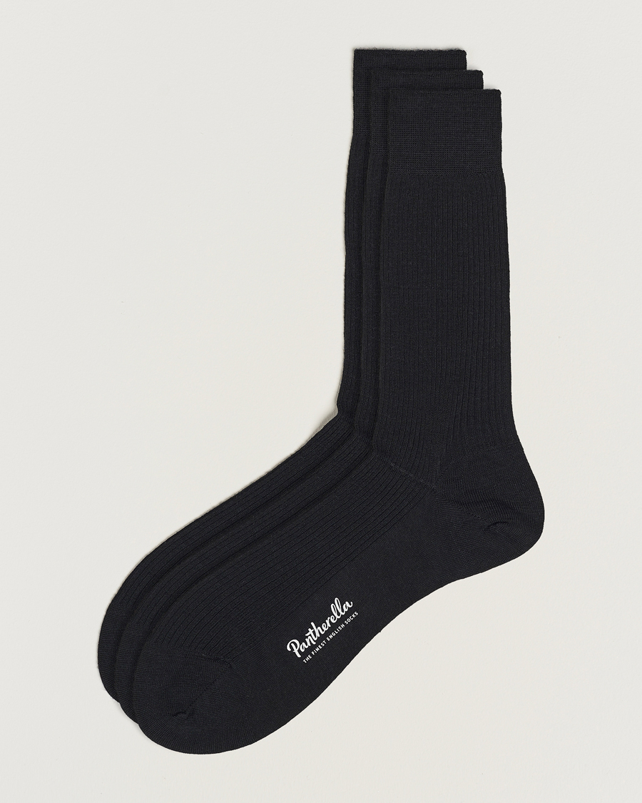Herr | Underkläder | Pantherella | 3-Pack Naish Merino/Nylon Sock Black