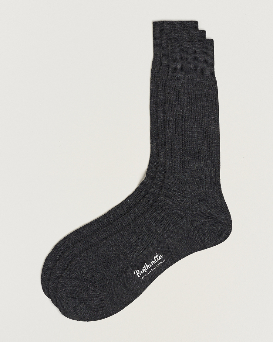 Herr | Underkläder | Pantherella | 3-Pack Naish Merino/Nylon Sock Charcoal