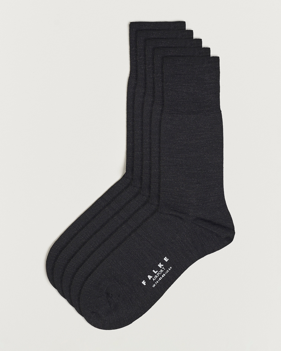 Herr | Underkläder | Falke | 5-Pack Airport Socks Anthracite Melange