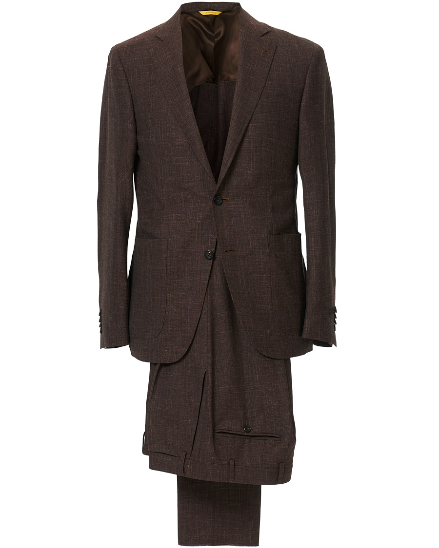 Herr | Kostymer | Canali | Wool/Linen Patch Pocket Suit Dark Brown