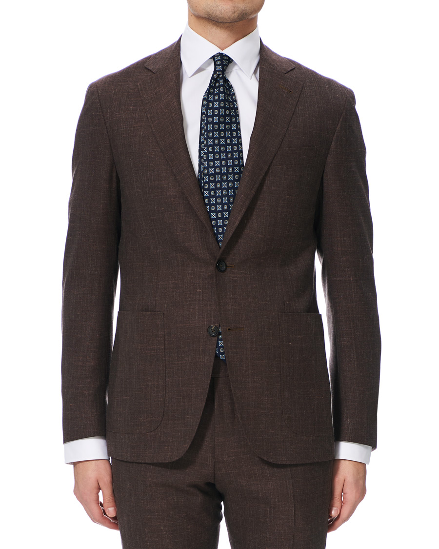 Herr | Kostymer | Canali | Wool/Linen Patch Pocket Suit Dark Brown