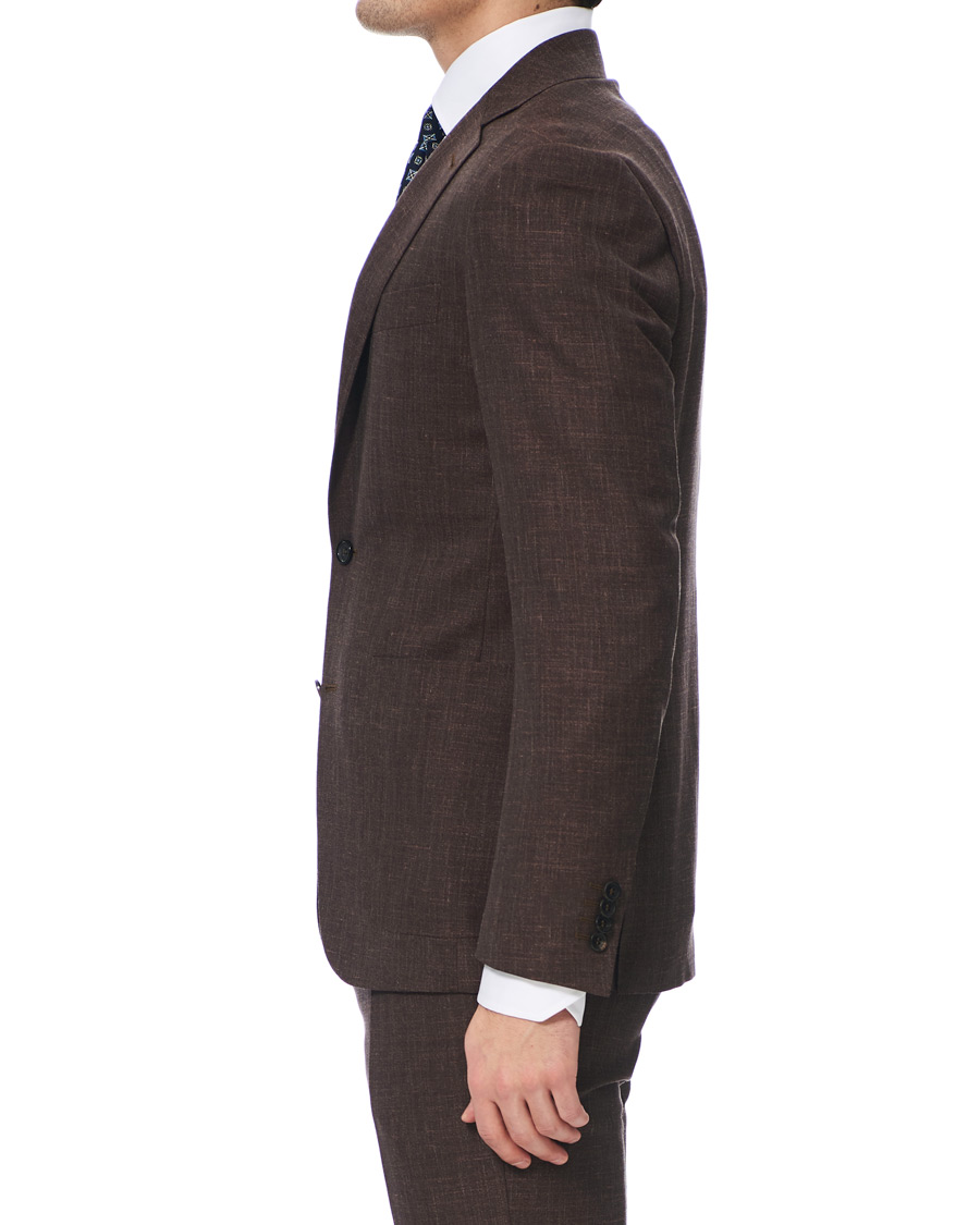 Herr | Kostymer | Canali | Wool/Linen Patch Pocket Suit Dark Brown