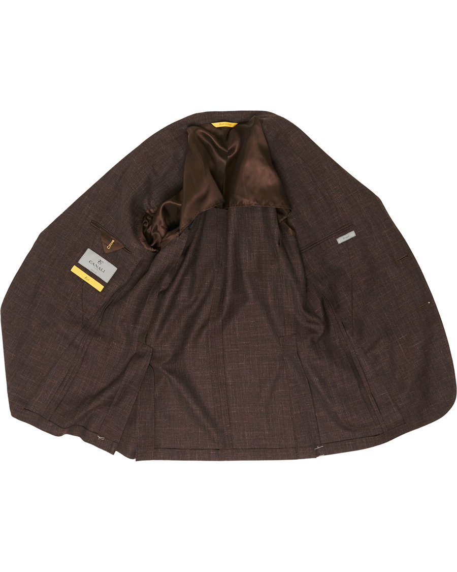 Herr | Kostymer | Canali | Wool/Linen Patch Pocket Suit Dark Brown