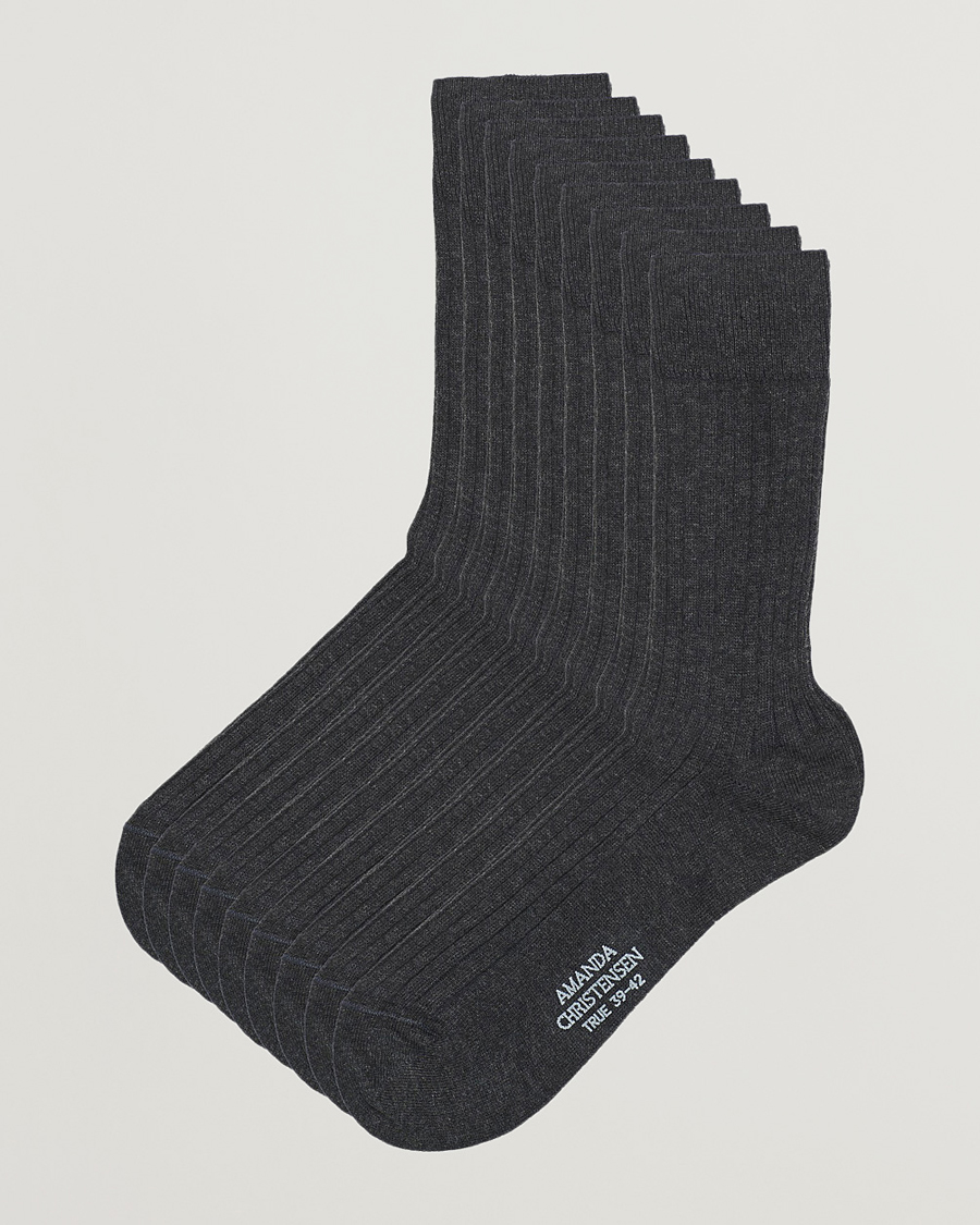 Herr | Underkläder | Amanda Christensen | 9-Pack True Cotton Ribbed Socks Antracite Melange