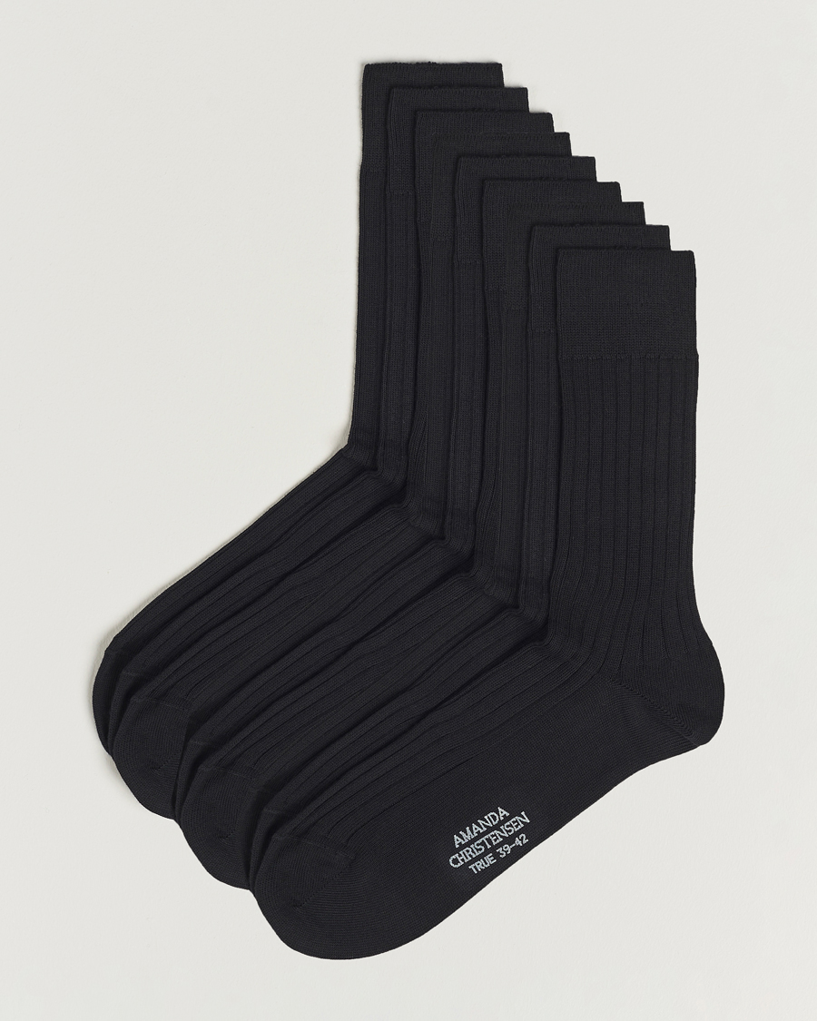 Herr | Underkläder | Amanda Christensen | 9-Pack True Cotton Ribbed Socks Black