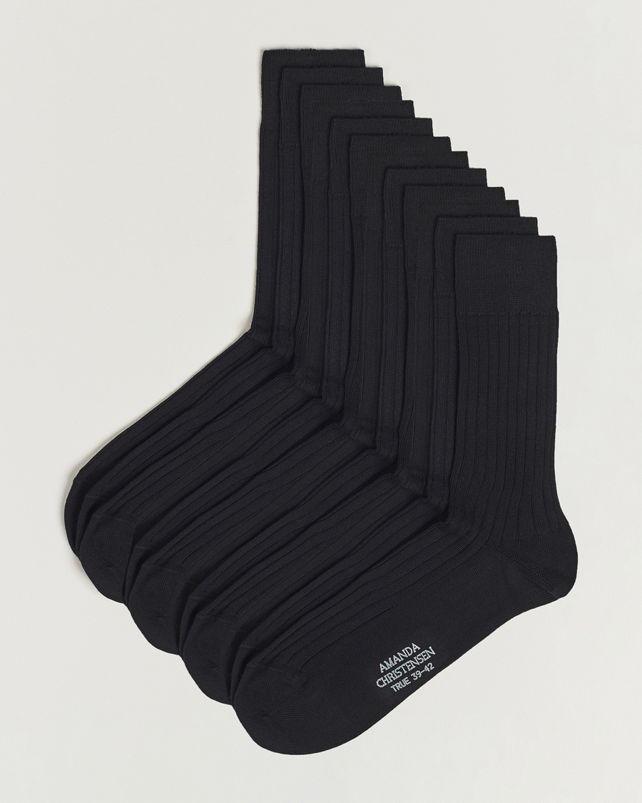 Herr | Underkläder | Amanda Christensen | 12-Pack True Cotton Ribbed Socks Black