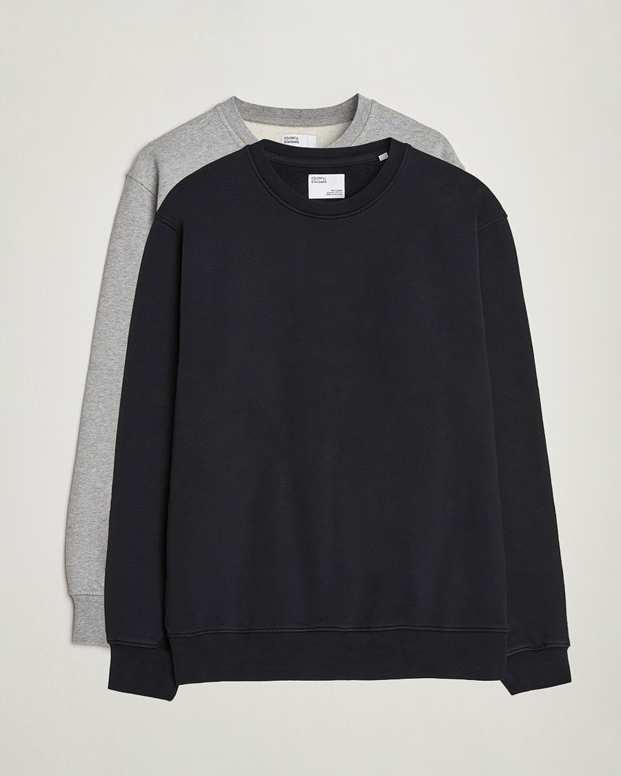 Herr | Tröjor | Colorful Standard | 2-Pack Classic Organic Crew Neck Sweat Heather Grey/Deep Black