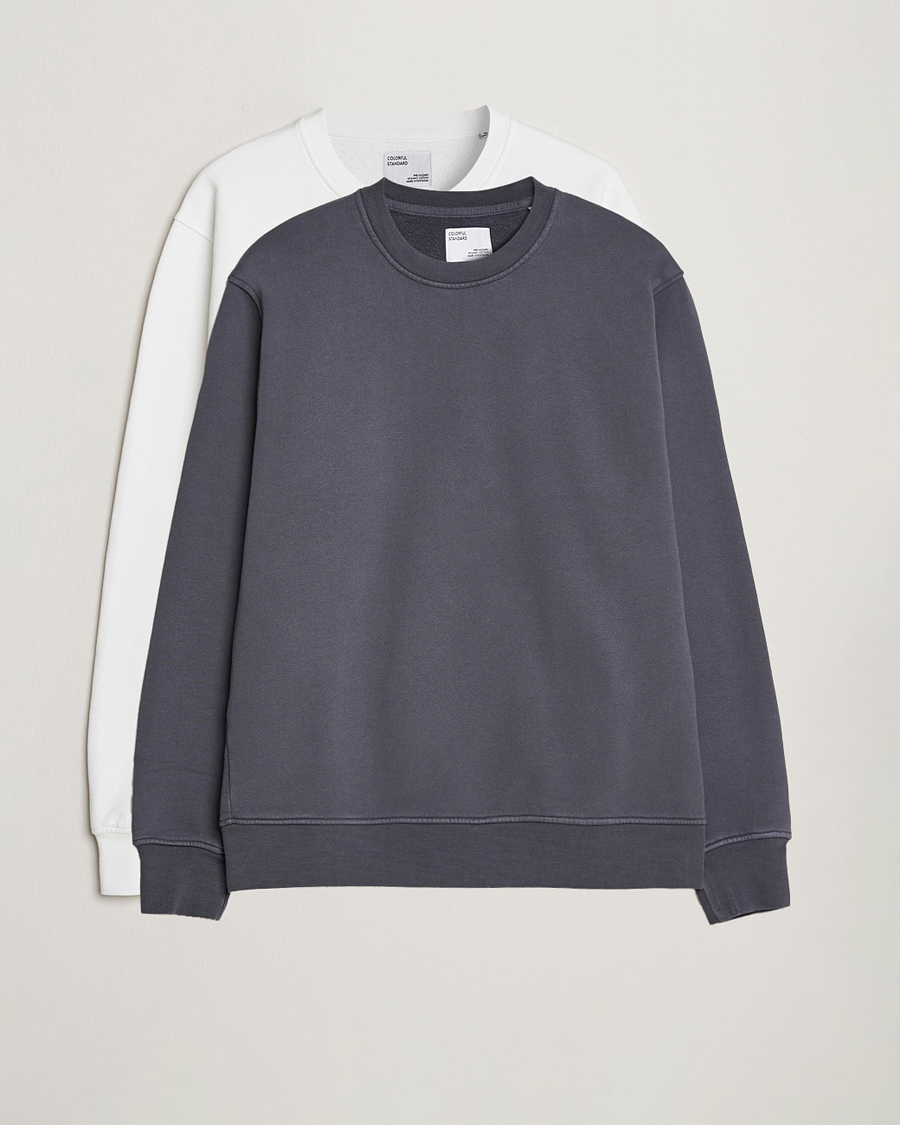 Herr | Tröjor | Colorful Standard | 2-Pack Classic Organic Crew Neck Sweat Lava Grey/Optical White