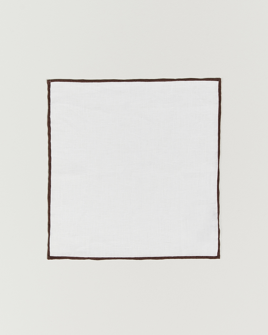 Herr | Slipsar | Amanda Christensen | Set Tie & Pocket Square Brown/White